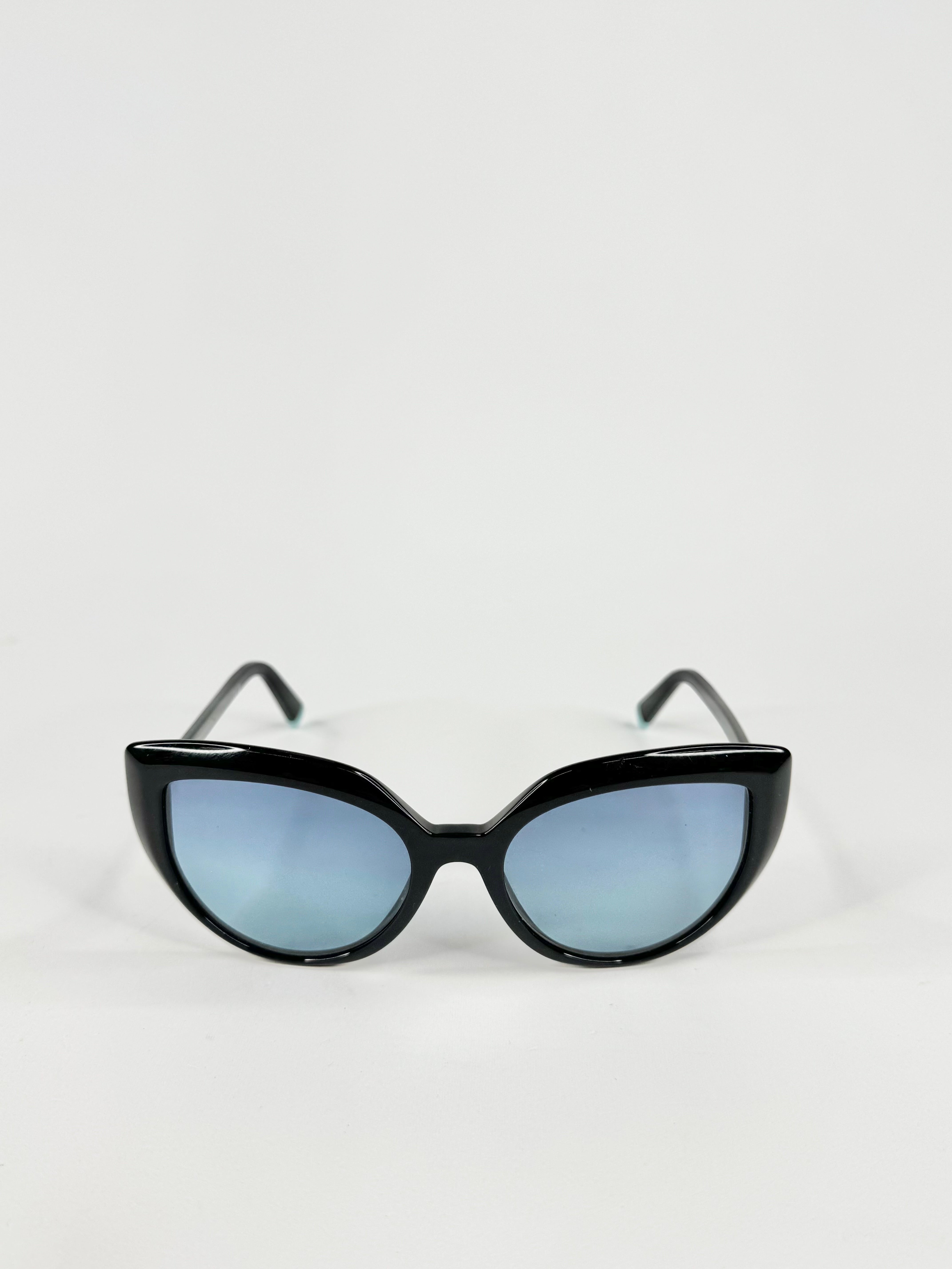 Tiffany & Co Black Blue Lens Cat Eye Sunglasses