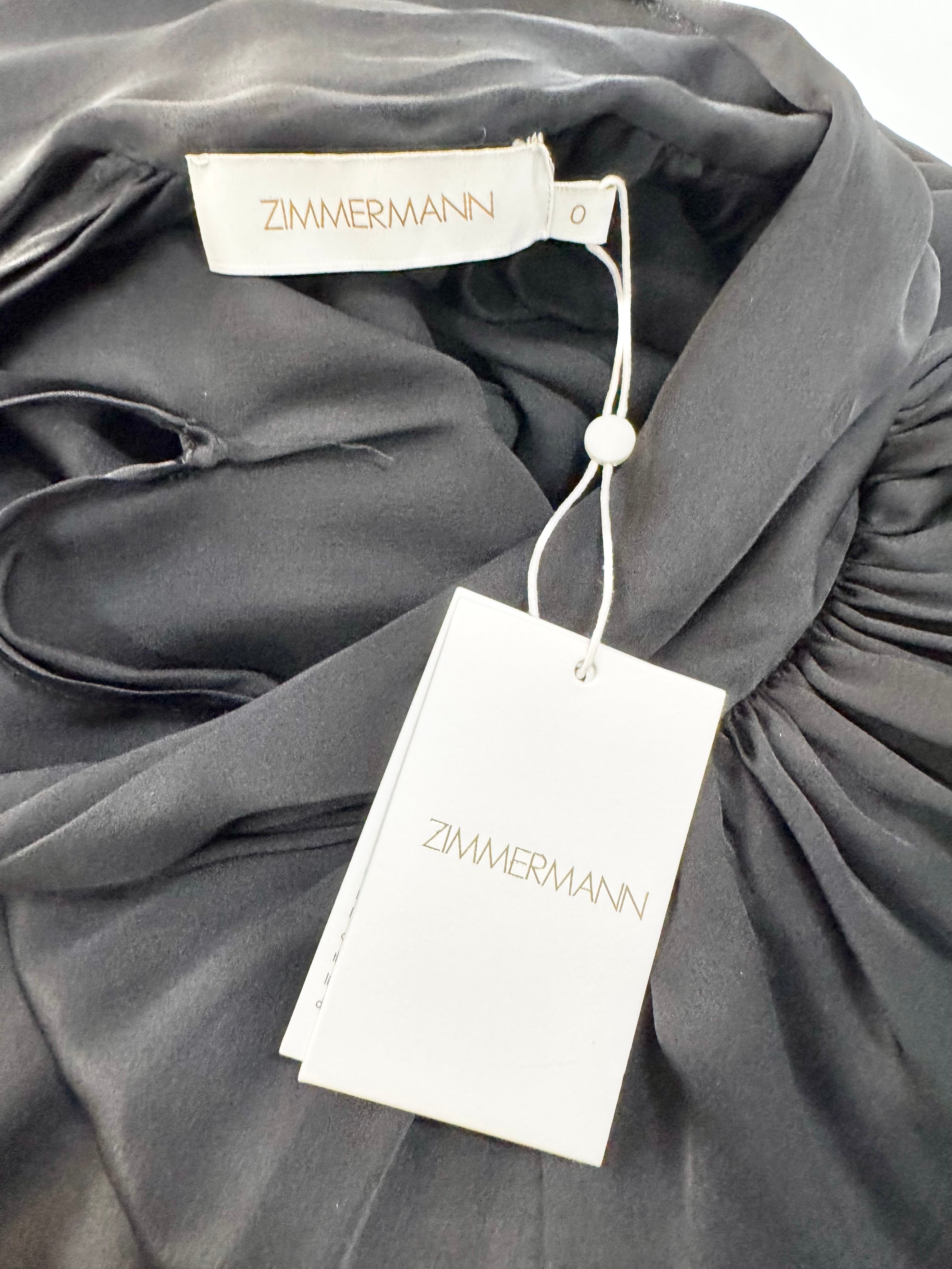 Gray fabric with a 'Zimmermann' tag on a white background