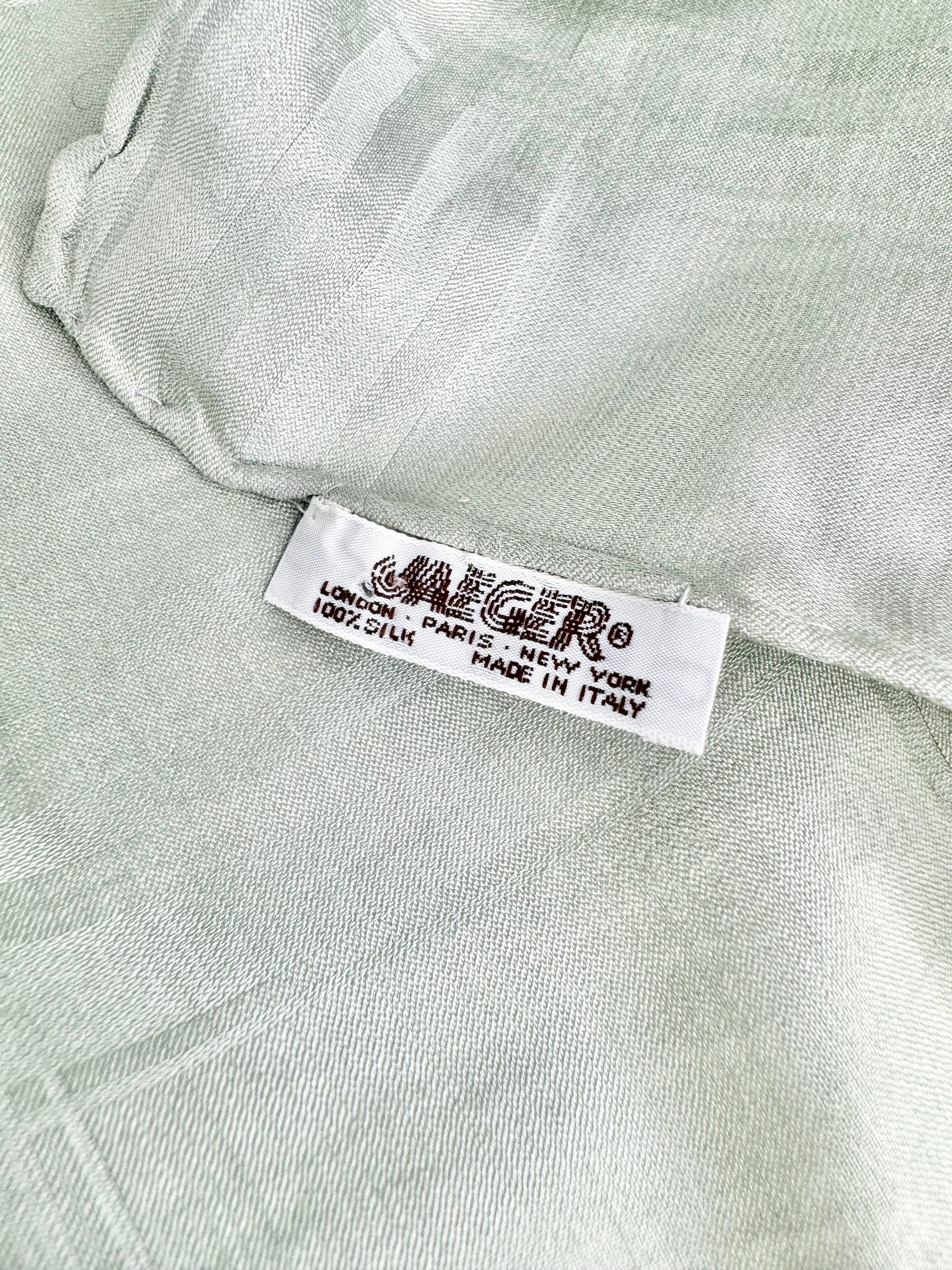 Vintage Jaeger Sage Green Silk Scarf