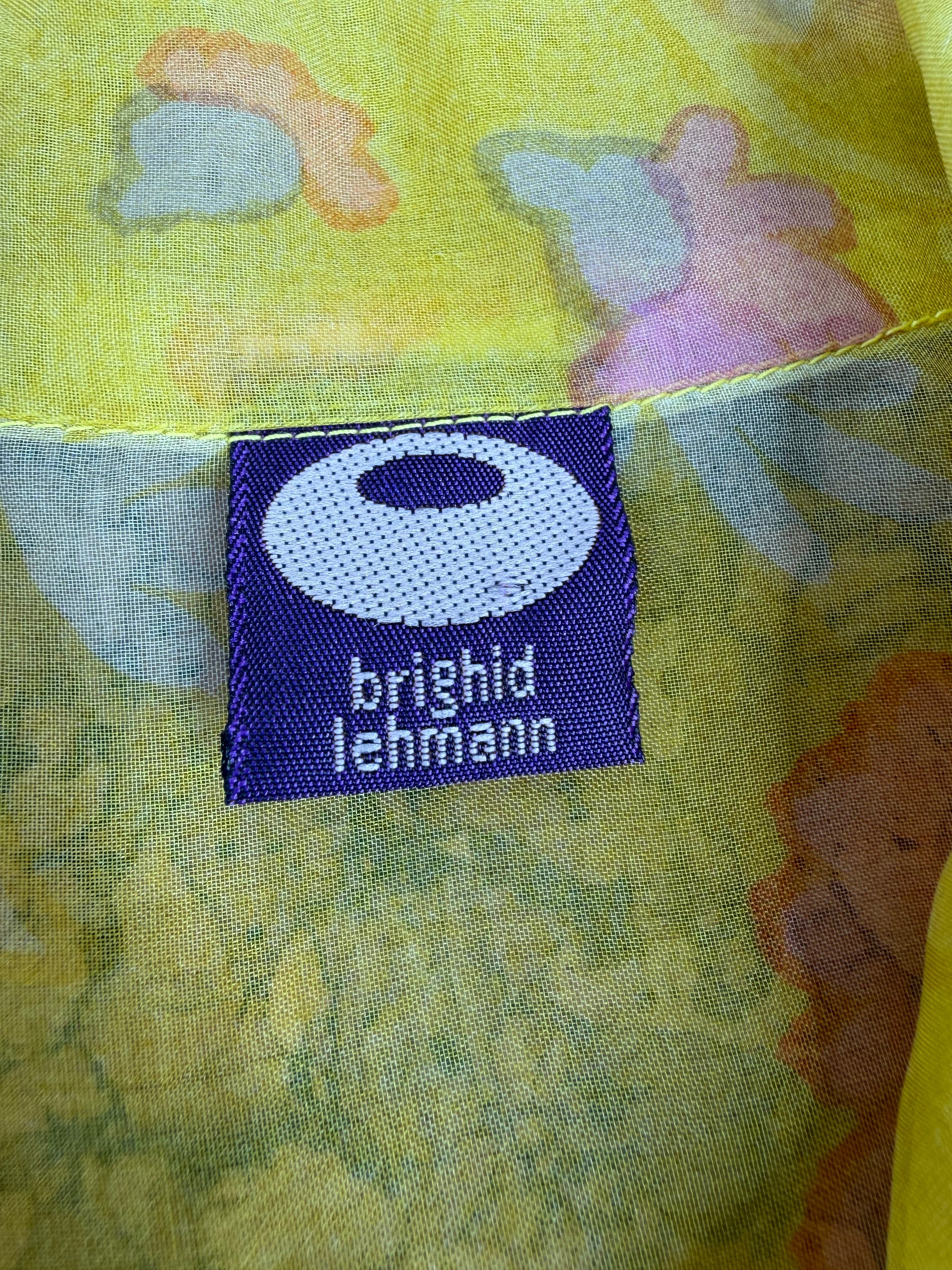 Brighid Lehmann Sheer Yellow Floral Patterned Silk Button Up Blouse - AU8/10