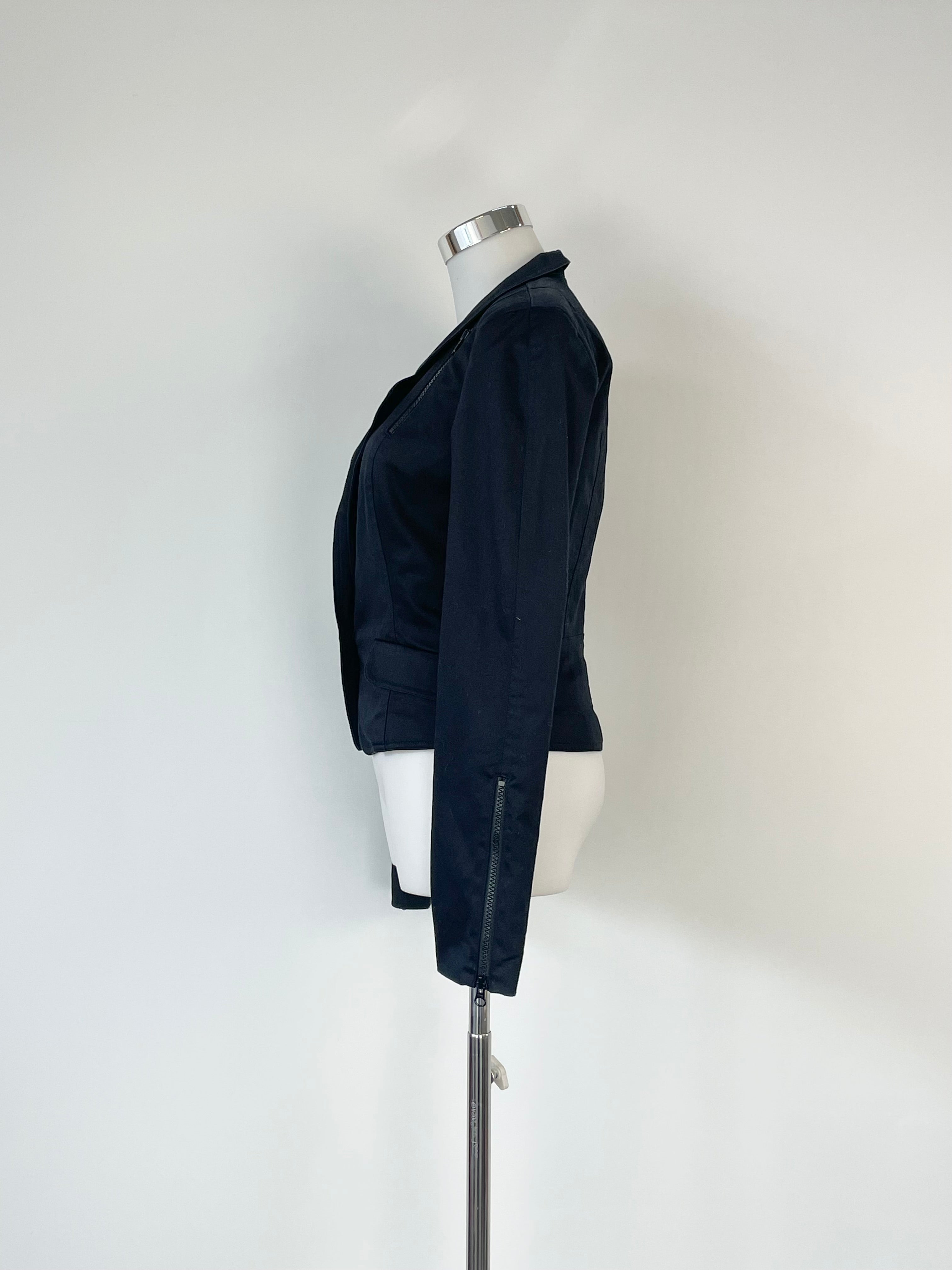 Armani Exchange Black Cropped Industrial-Style Blazer - AU6/8