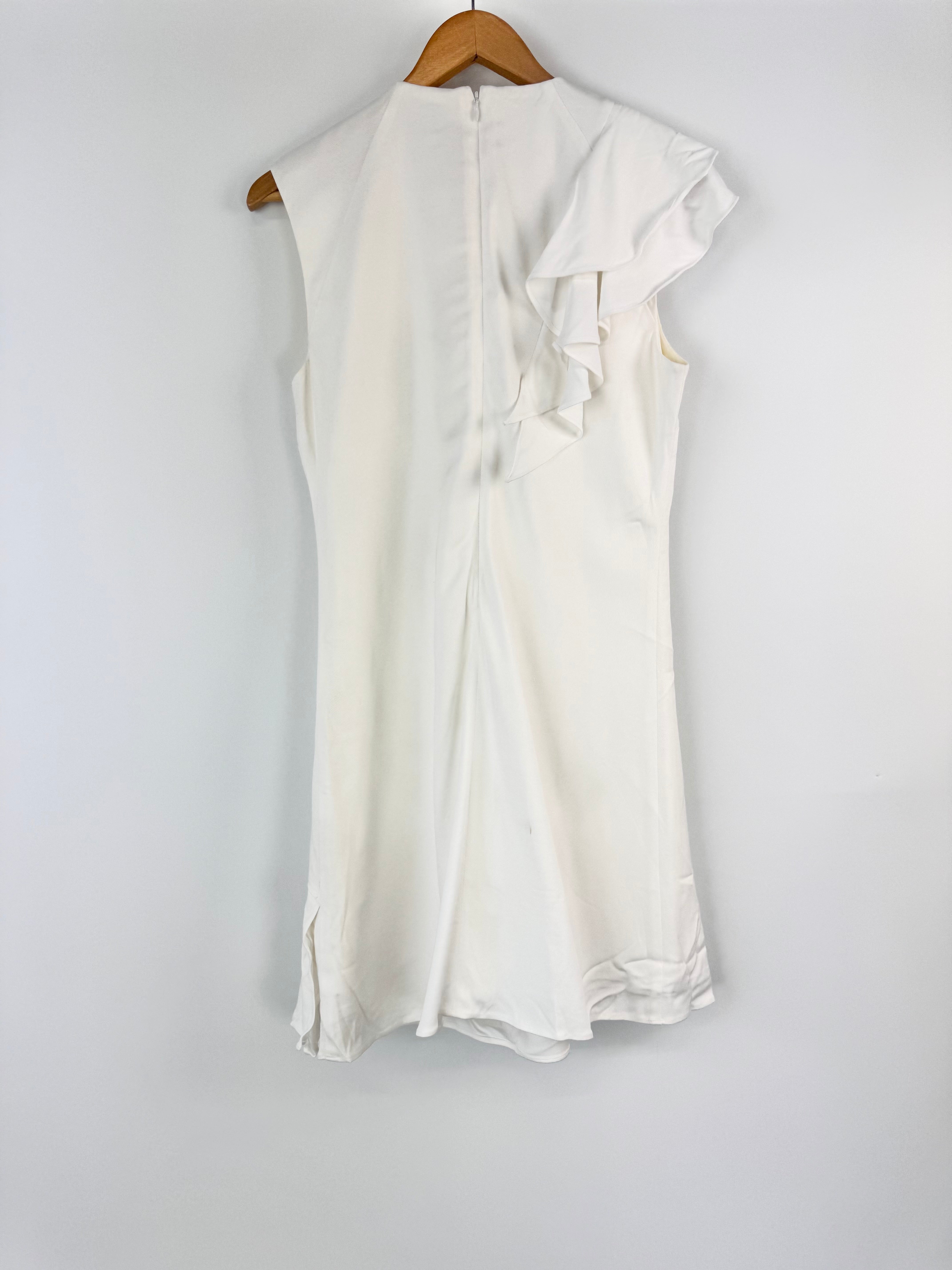 Rebecca Vallance White Frilled Embellished Dress - AU10