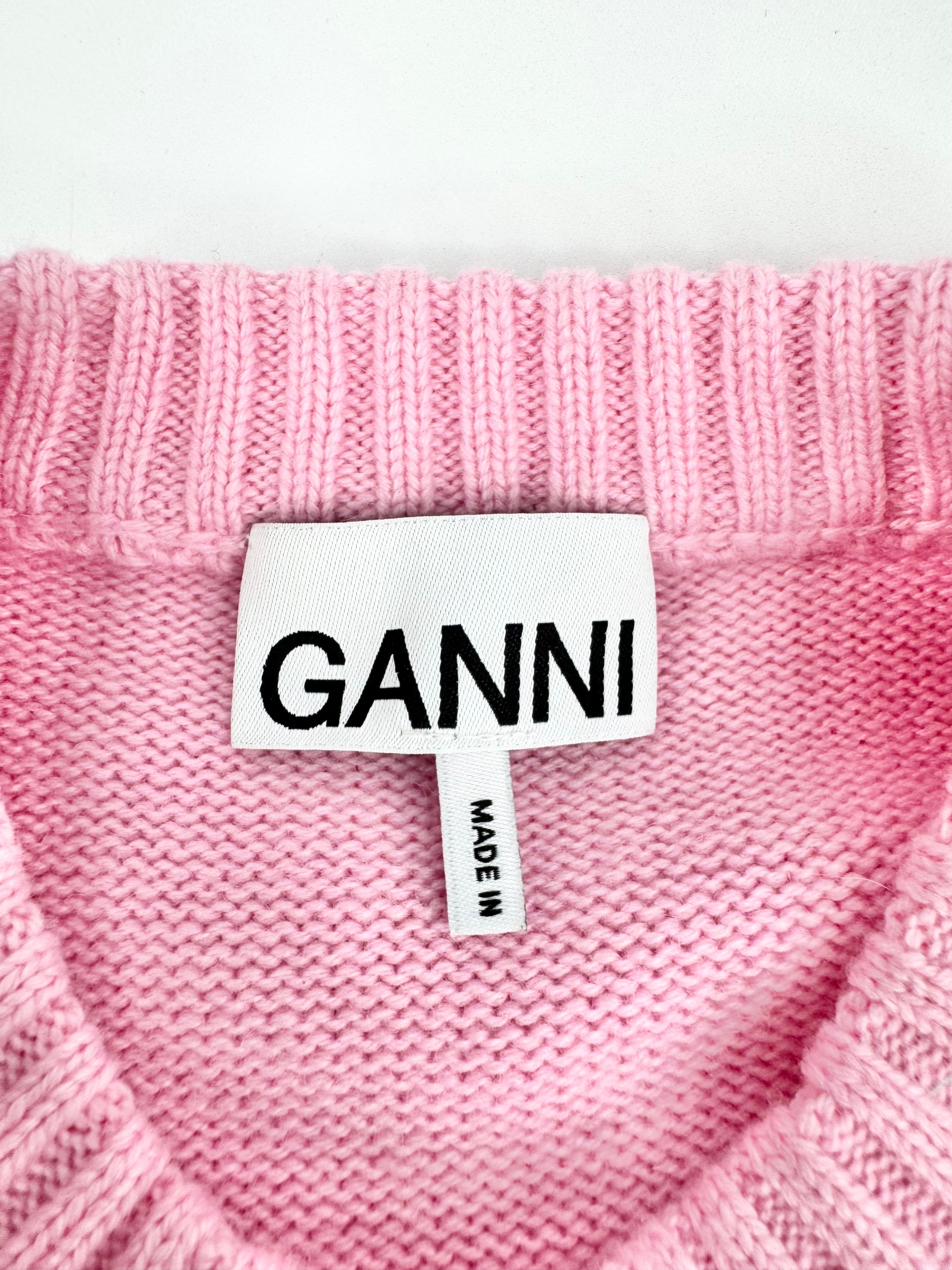 Ganni Cherry Blossom Pink Knitted Vest - AU12