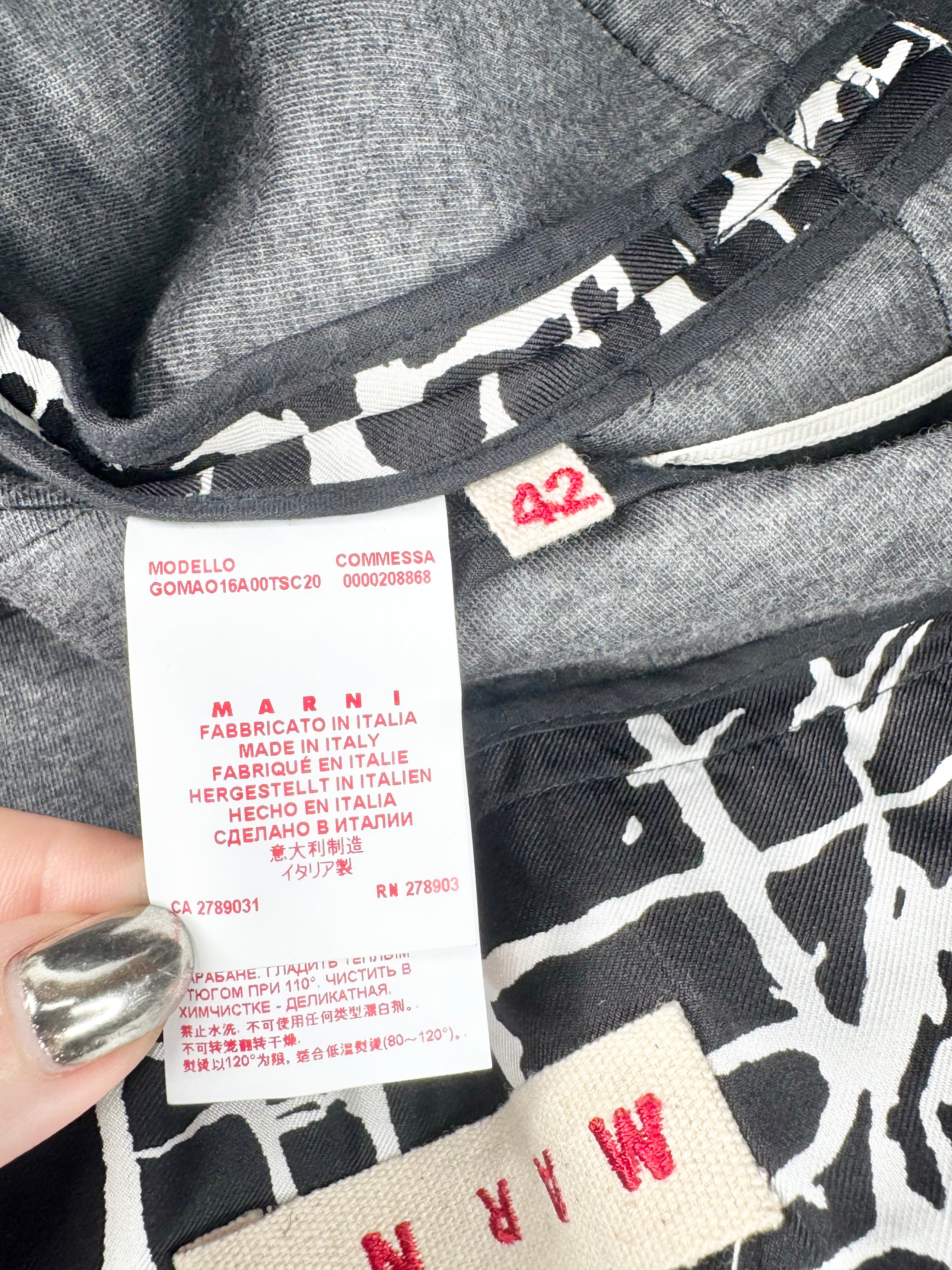 Marni Black and White Abstract Geometric Patterned Mini Skirt - AU10/12