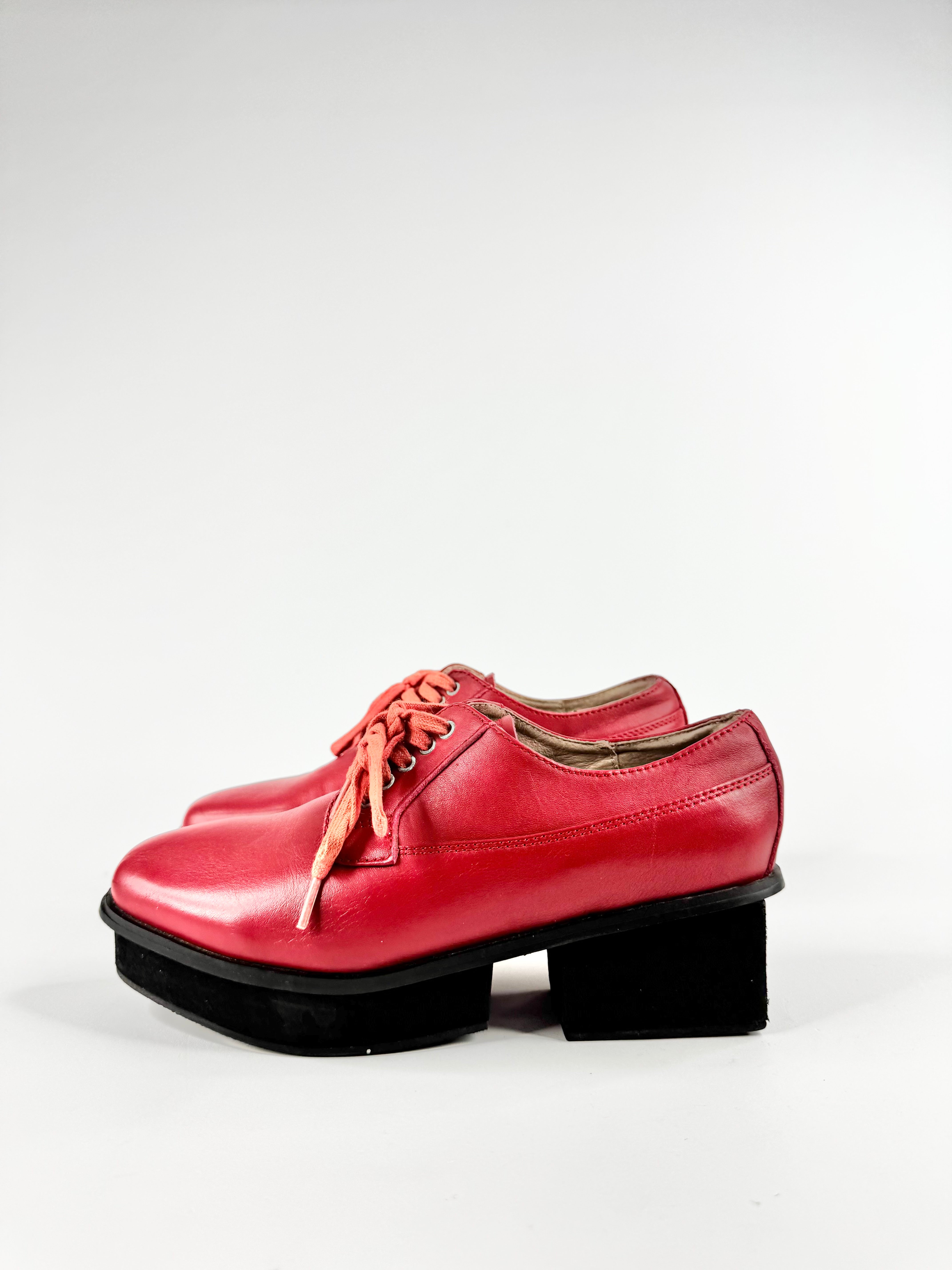 Heaven Please Red Platform Lace Ups - EU36