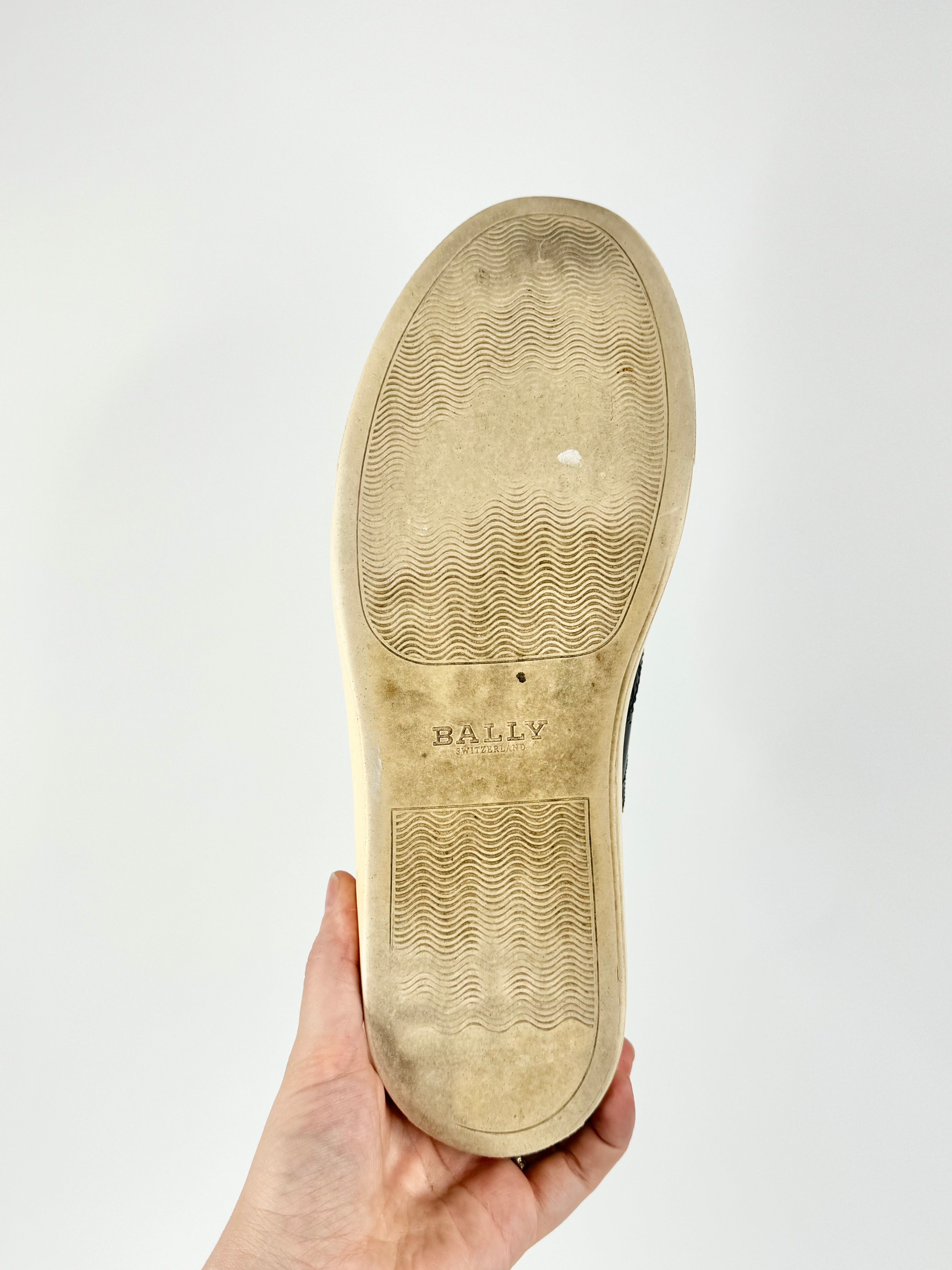 Bally Navy Blue Brogue Leather Sneakers - US9D