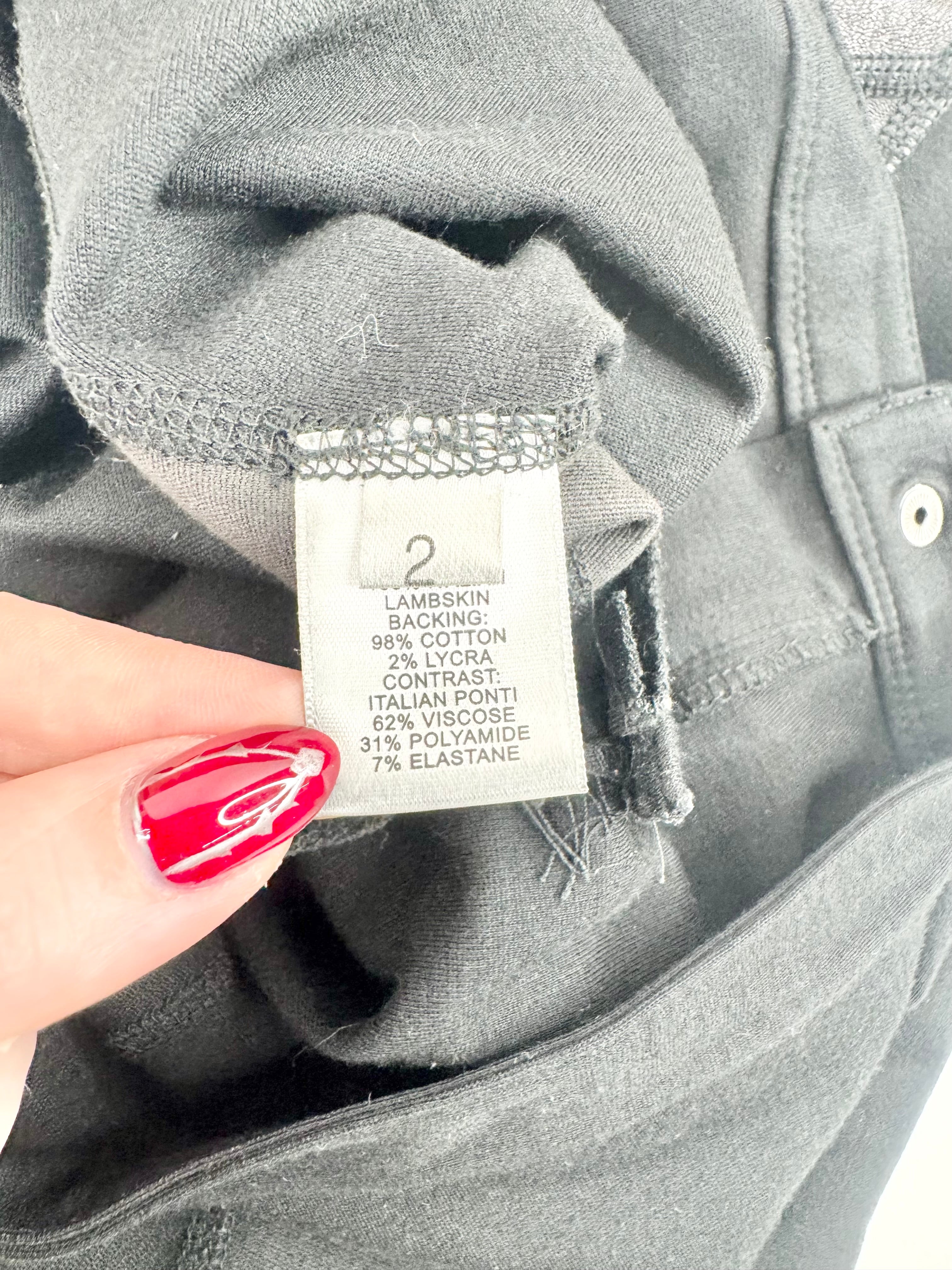 Husk Black Lambskin Panel Stretchy Pants - AU10/12