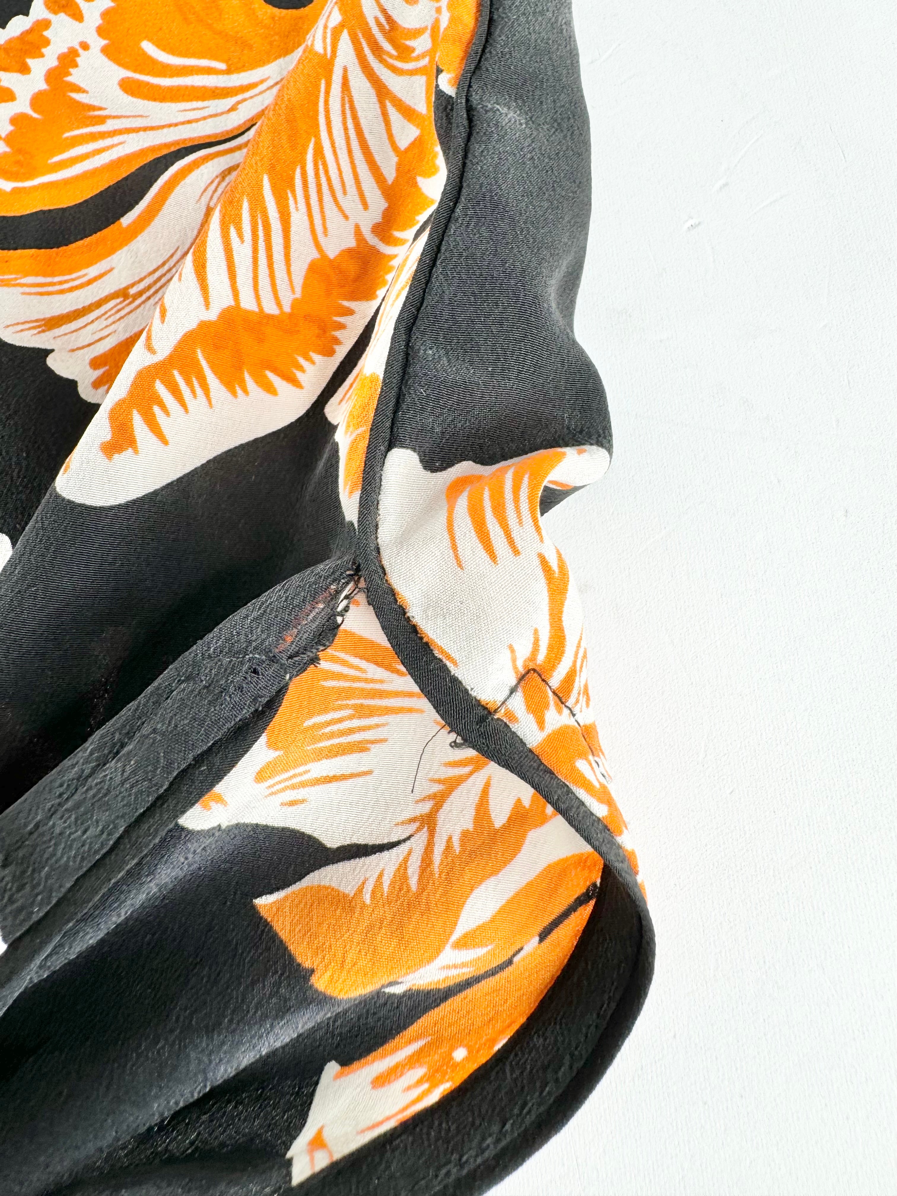 Ganni 'Geroux' Black & Orange Silk Slip - AU8
