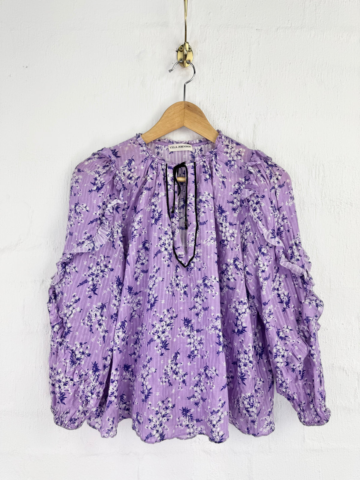 Ulla Johnson Lavendar Foral Patterned 'Ida' Silk & Cotton Blouse - AU10