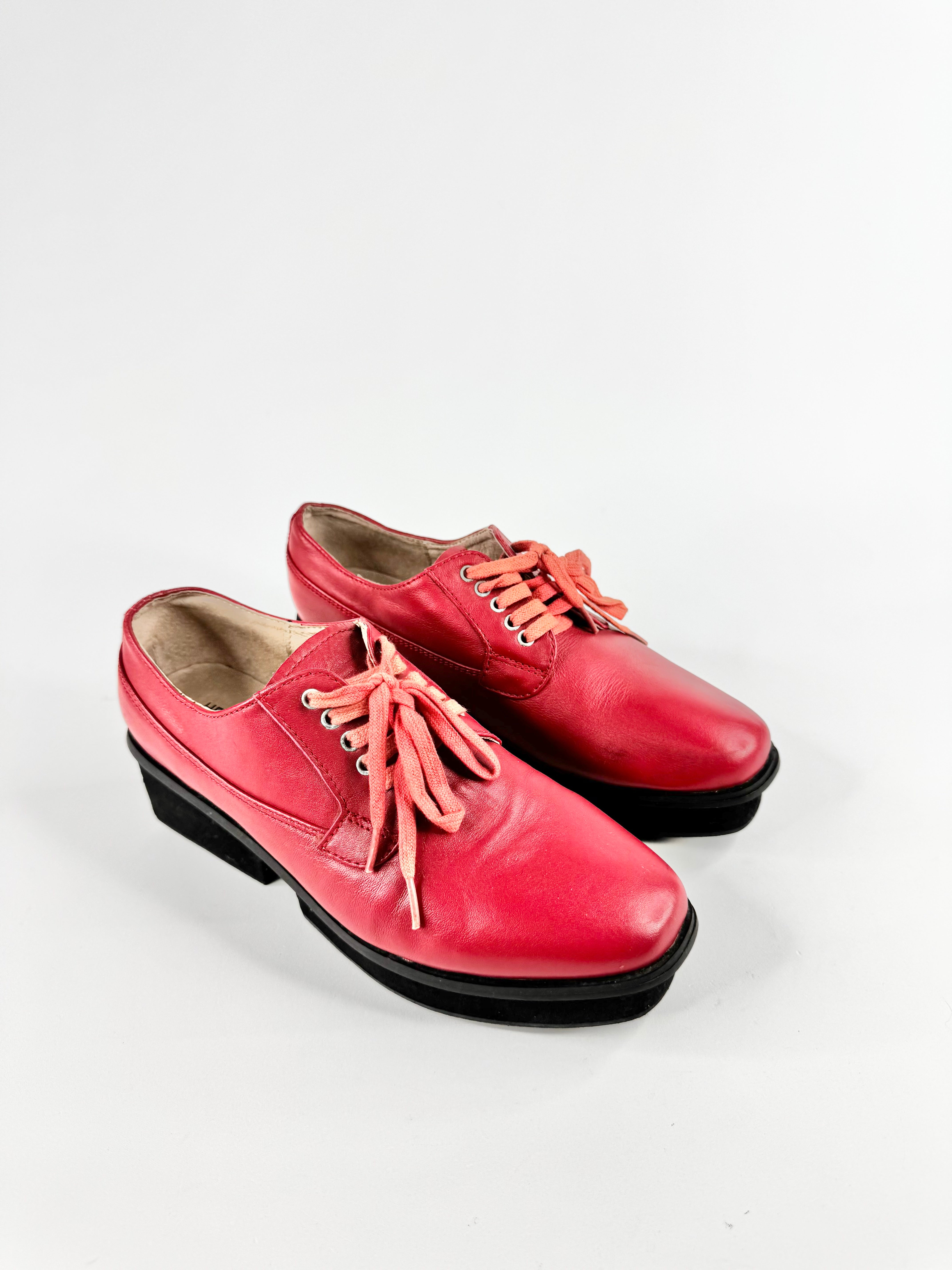 Heaven Please Red Platform Lace Ups - EU36