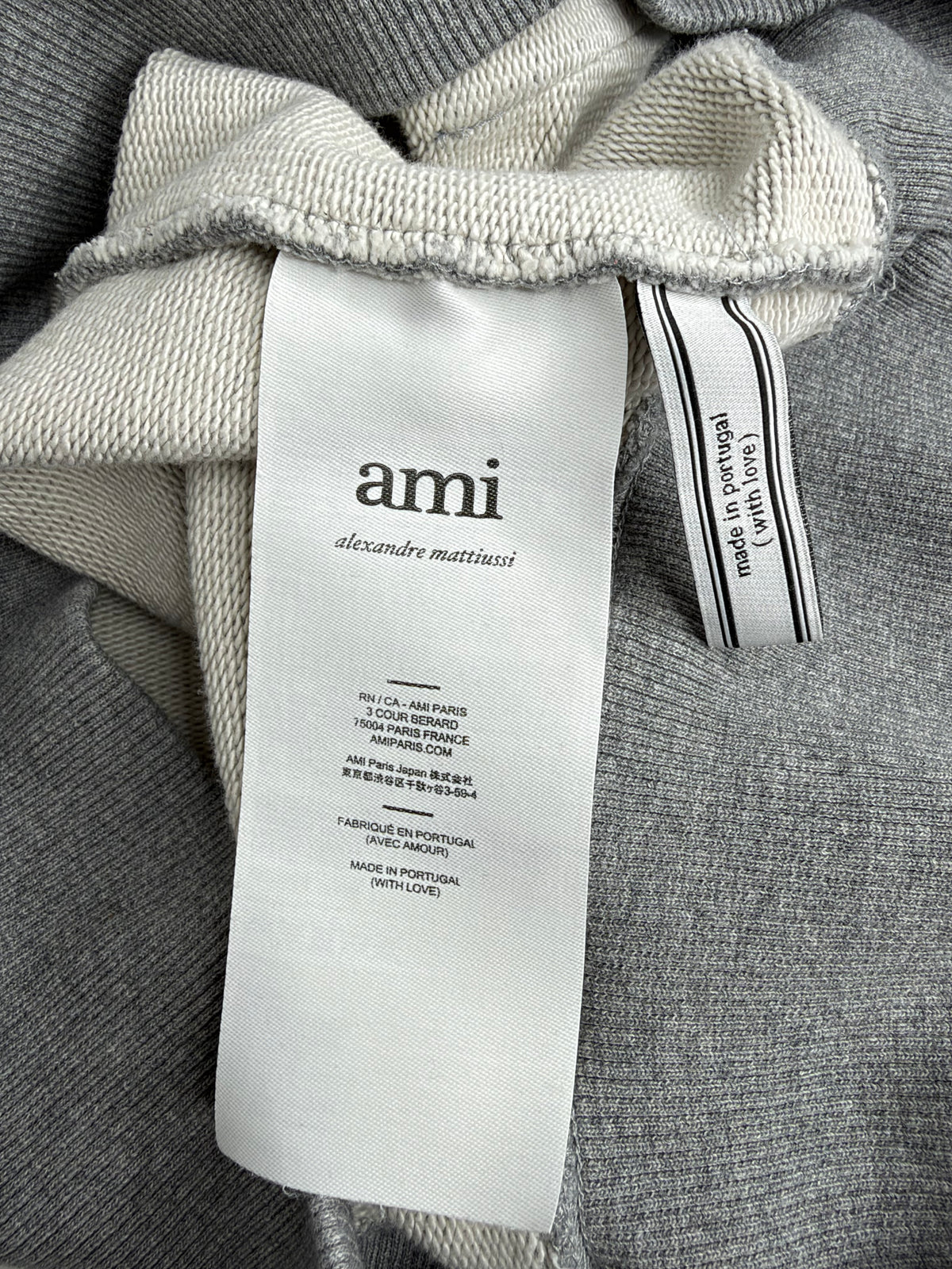 Ami Alexandre Mattiussi Grey Ami de Cœur Embroidered Hoodie - L