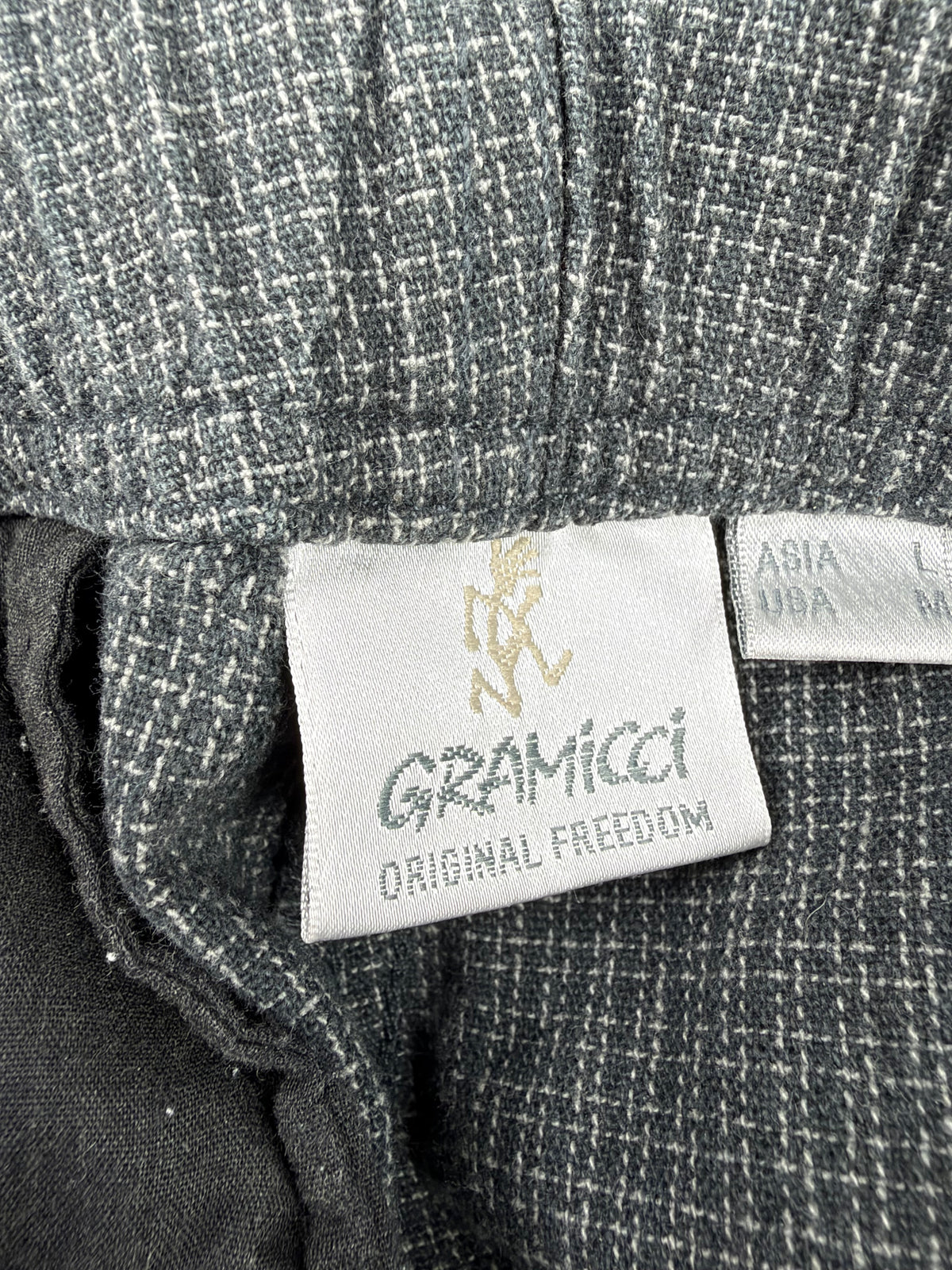 Gramicci Grey Blue Mini Check Straight Fit Pant - L