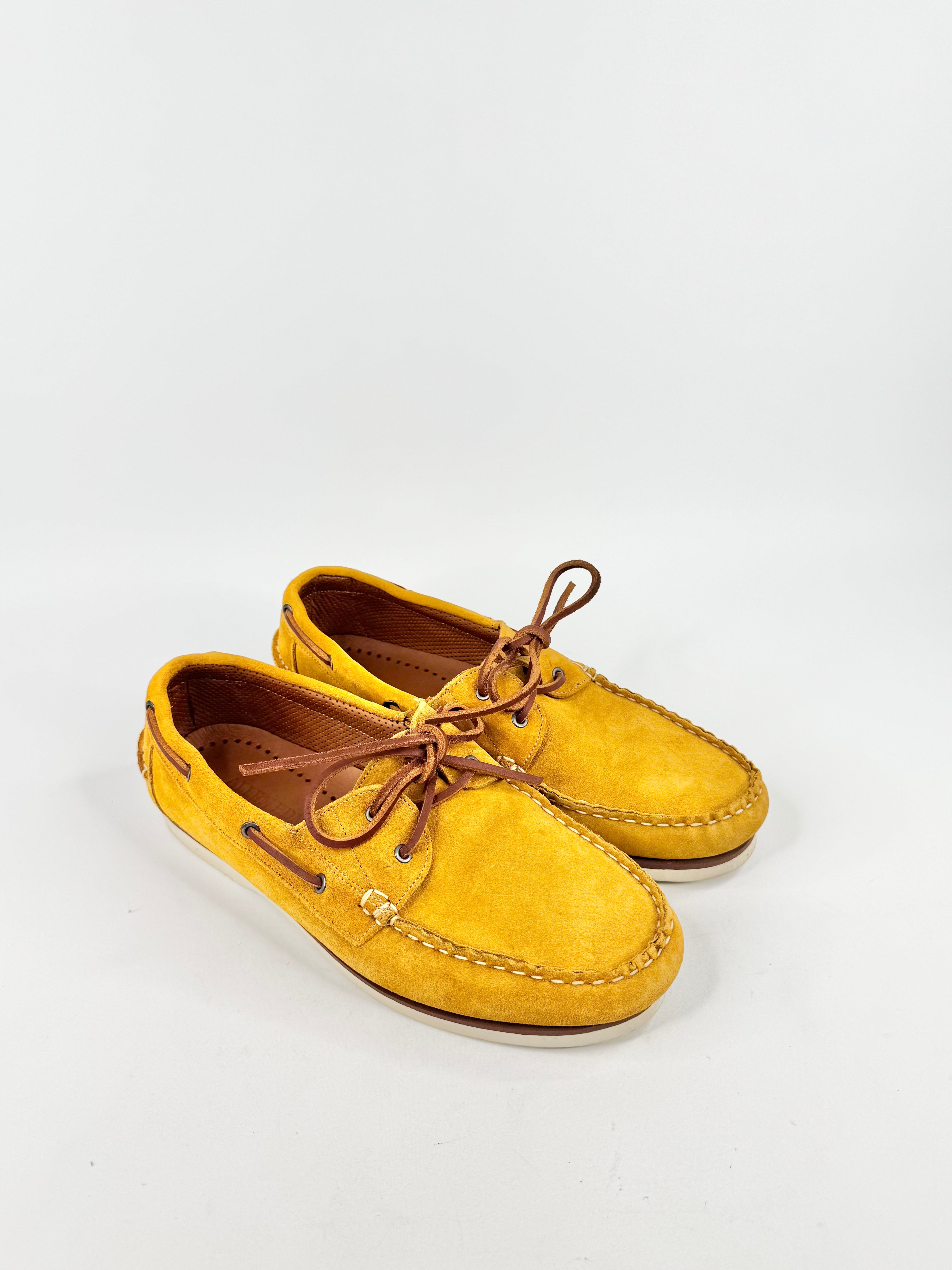 Allan Edmonds Autumnal Leaf Yellow Suede Boat Shoes - US10