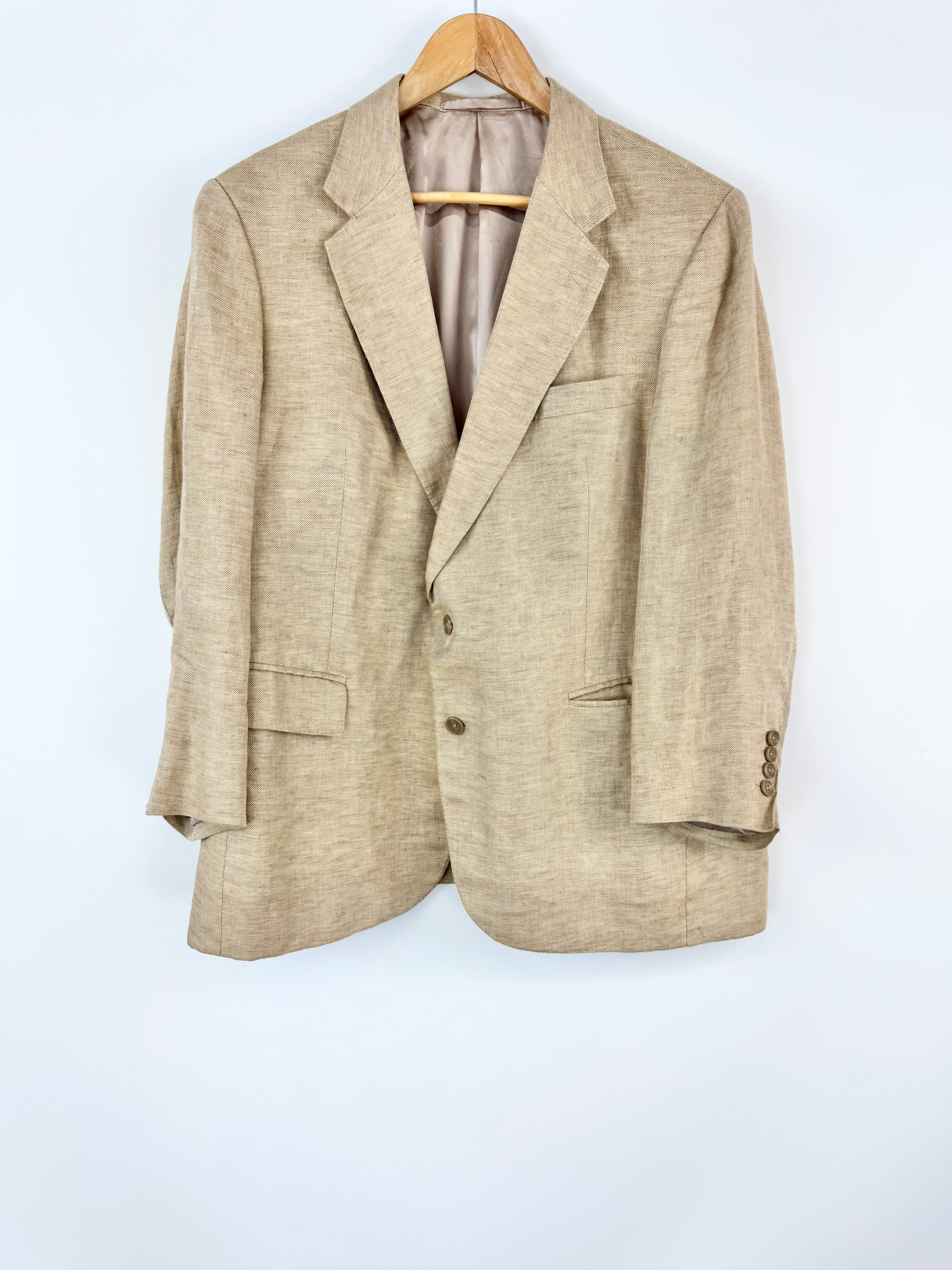 Lanificio d'Marzoni Pure Linen Textured Buff Suit Jacket - XL