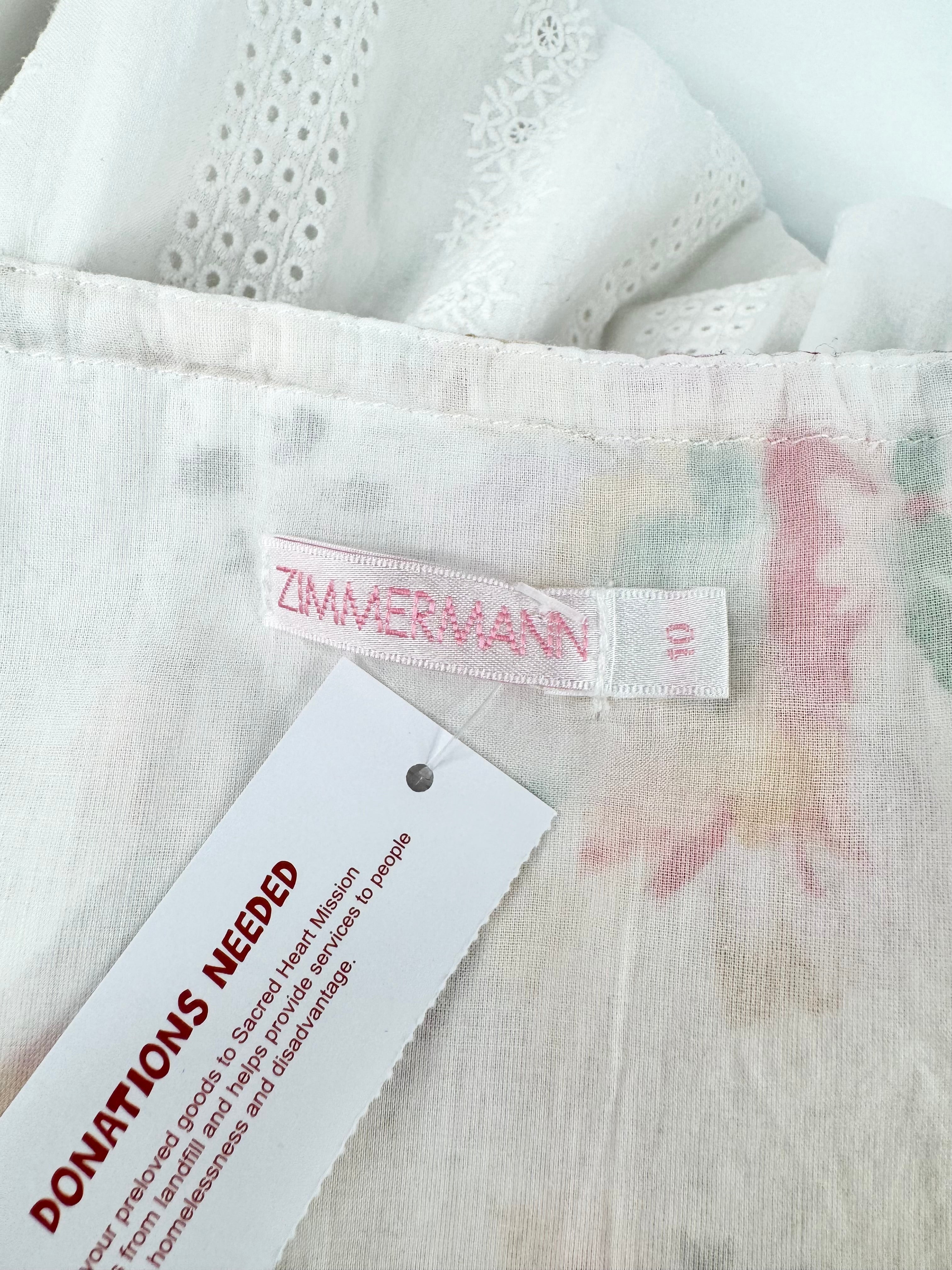 Zimmermann White Floral Summery Playsuit - AU10