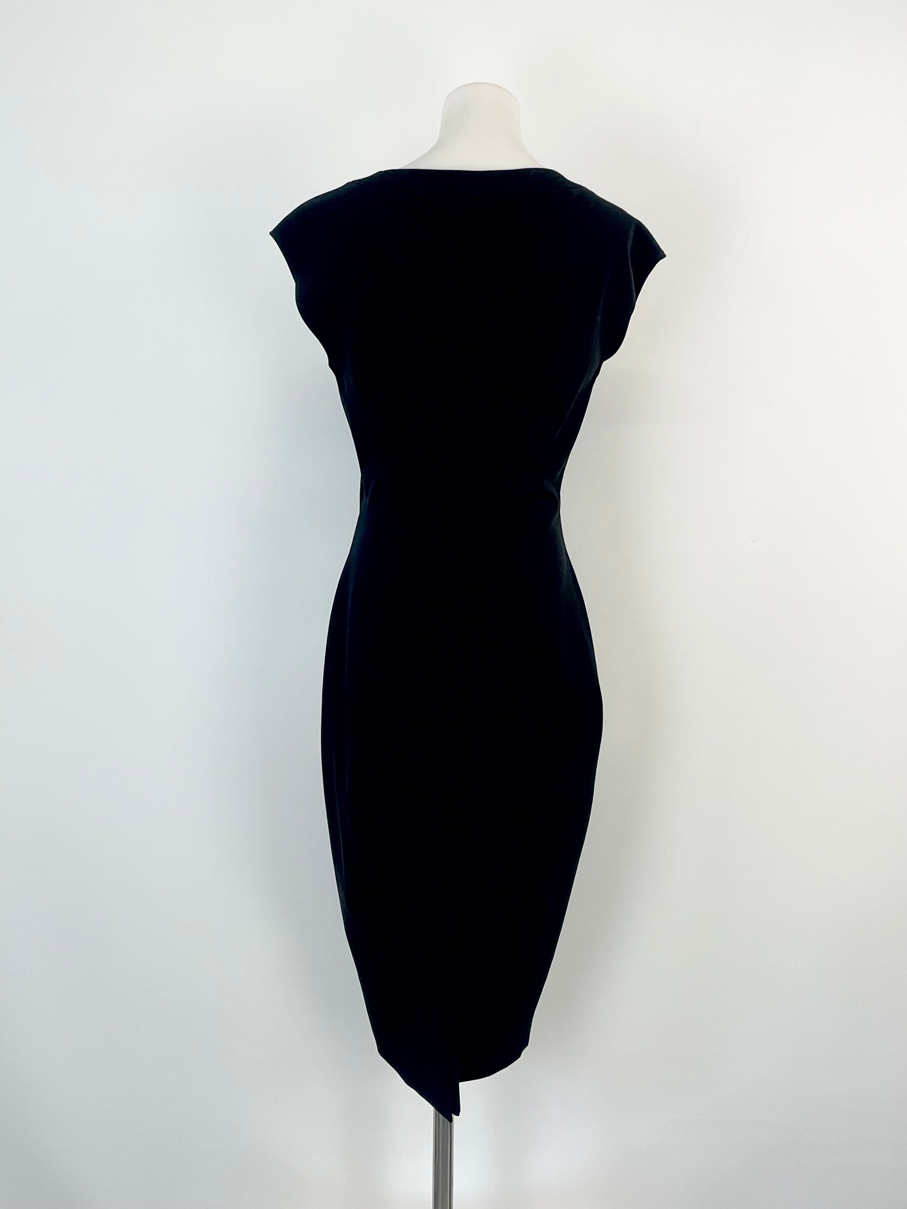 Escada Black Zip-Up Sheath Midi Dress - AU10