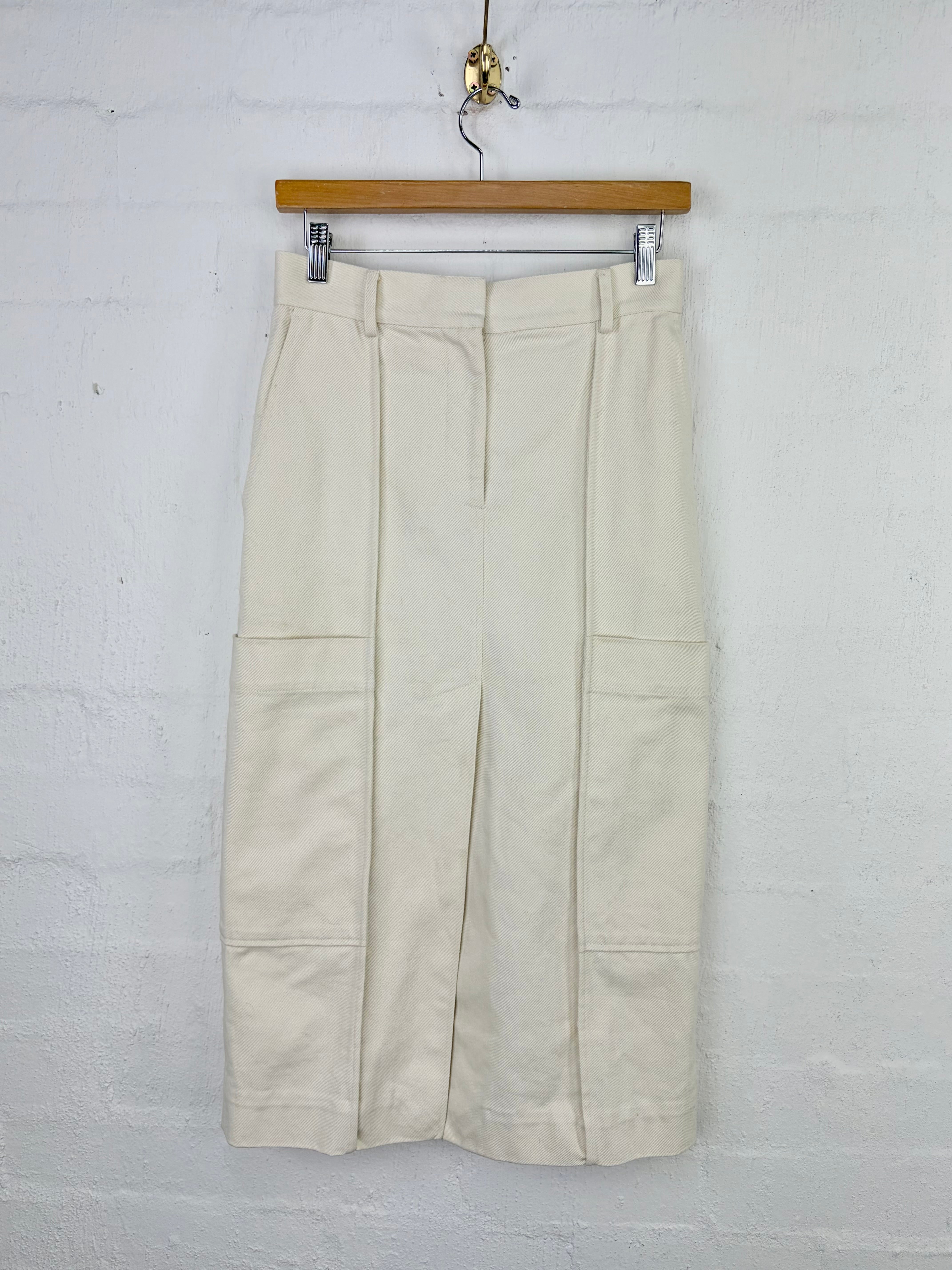 Oroton Vanilla Cotton Twill Cargo Skirt - AU6