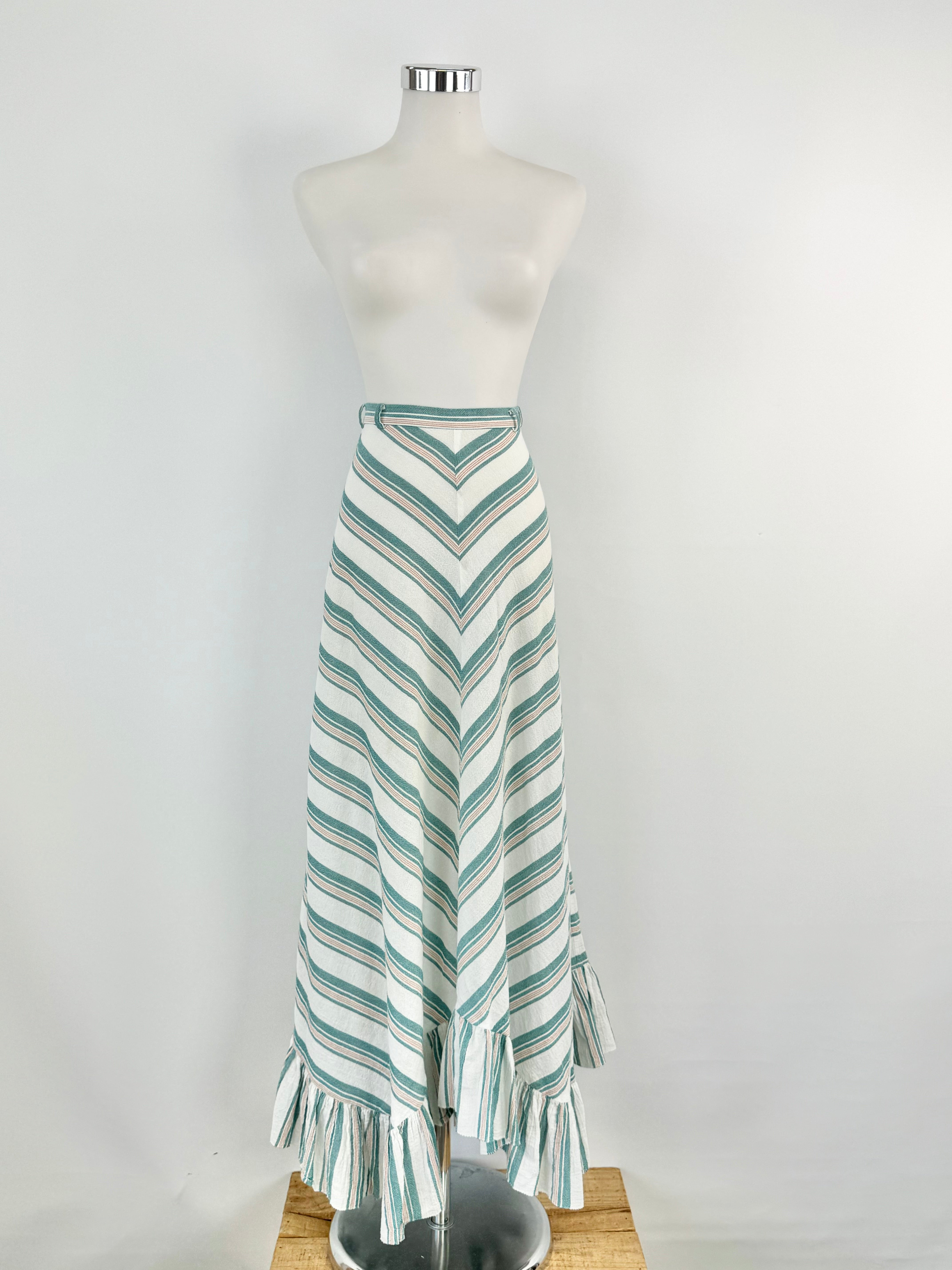 Zimmermann White Striped Cotton Maxi Skirt - AU6/8