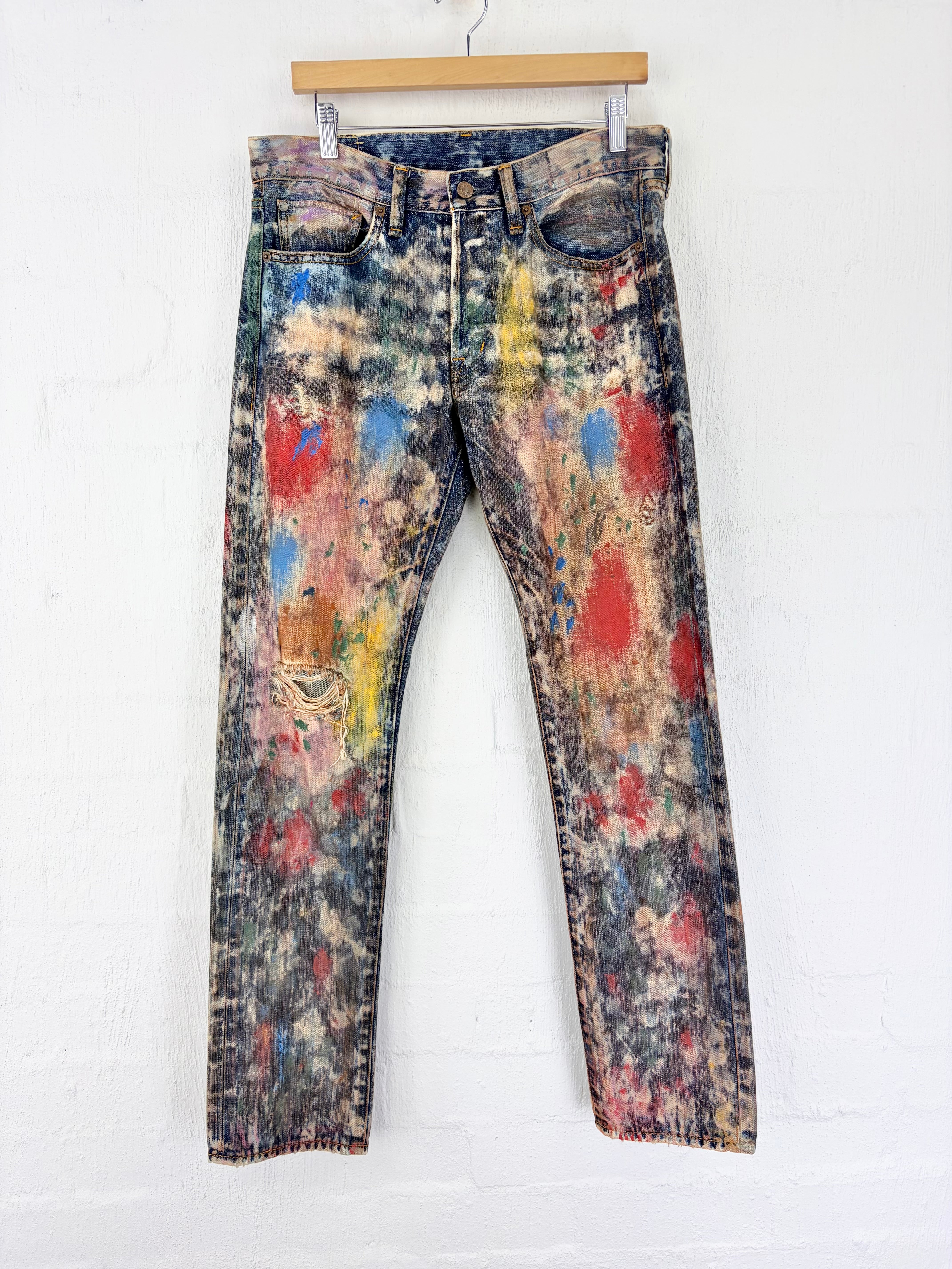 Ralph Lauren Spray Paint Pattern Denim Jeans - 32