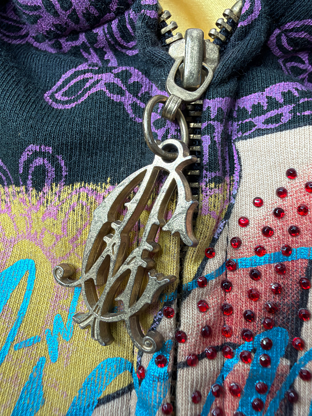 Christian Audigier Ed Hardy Rhinestone Zippered Hoodie - AU12/14