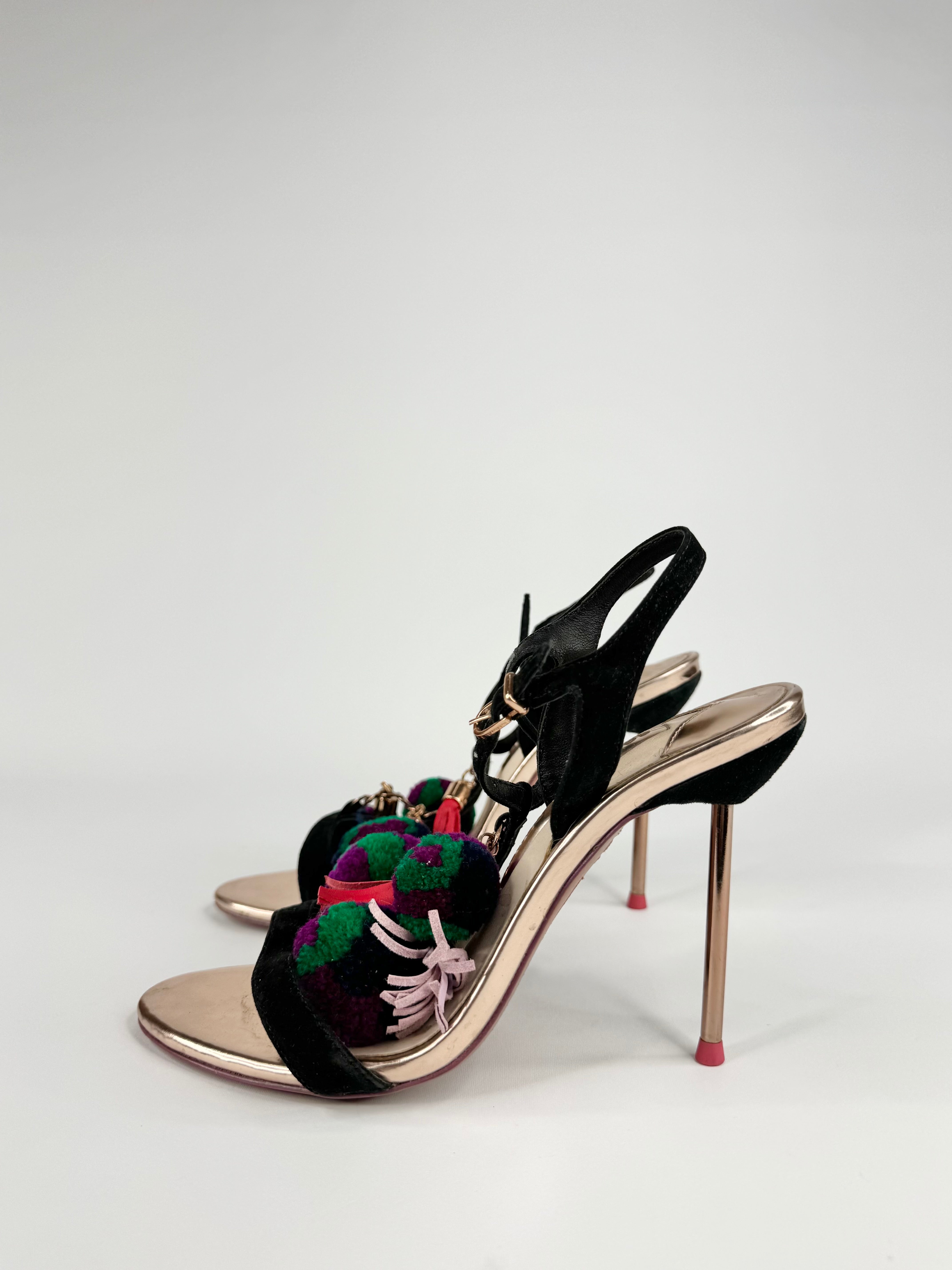 Sophia Webster Rose Gold Pomp Pom & Tassell Stilettos - EU35