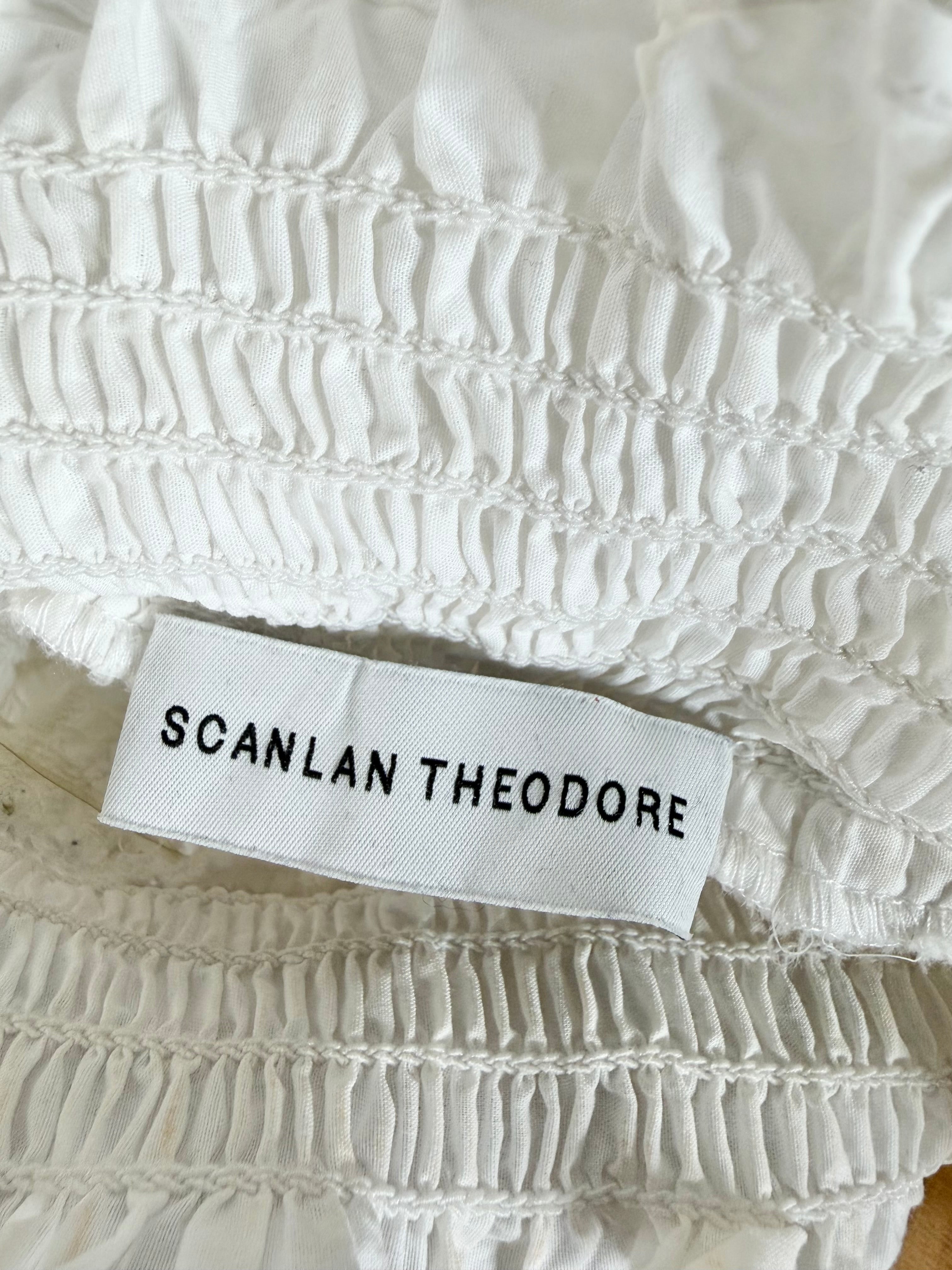 Scanlan Theodore White Shirred Puff Shoulder Blouse - AU8
