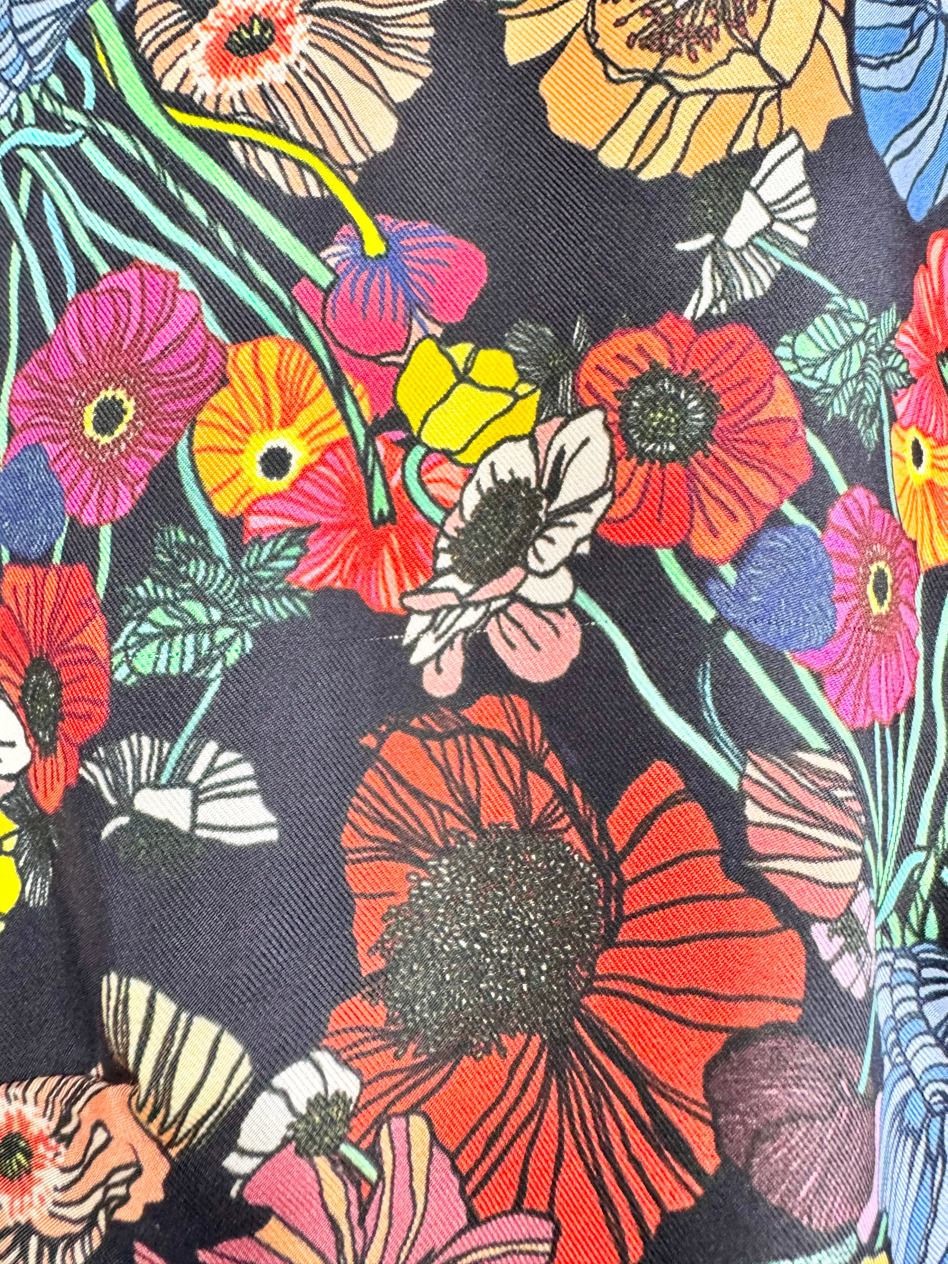 Paul Smith Retro Poppy Patterned Silk Shirt Dress - AU12/14