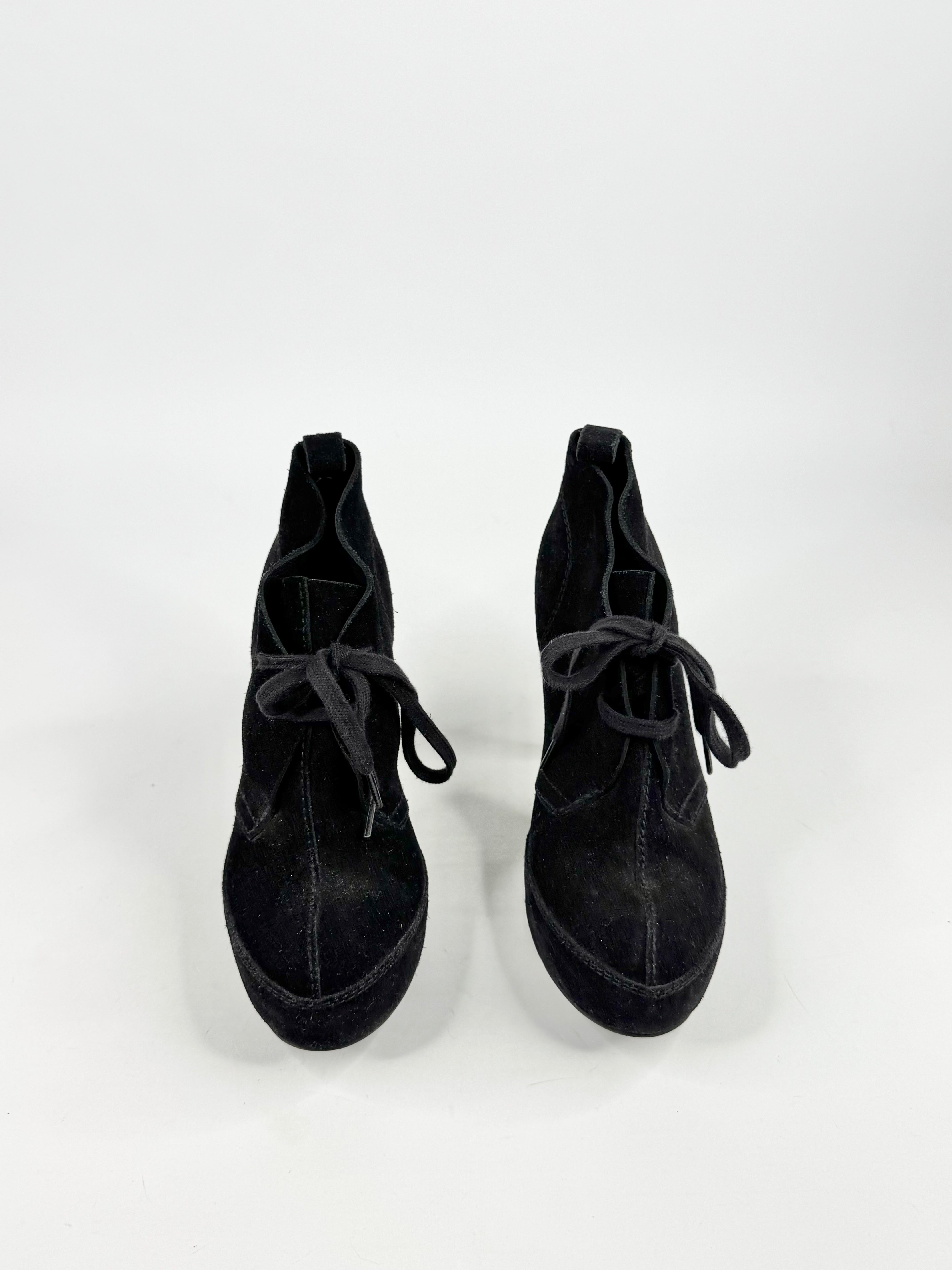Pedro Garcia Black Suede Stiletto Ankle Boots - EU39.5