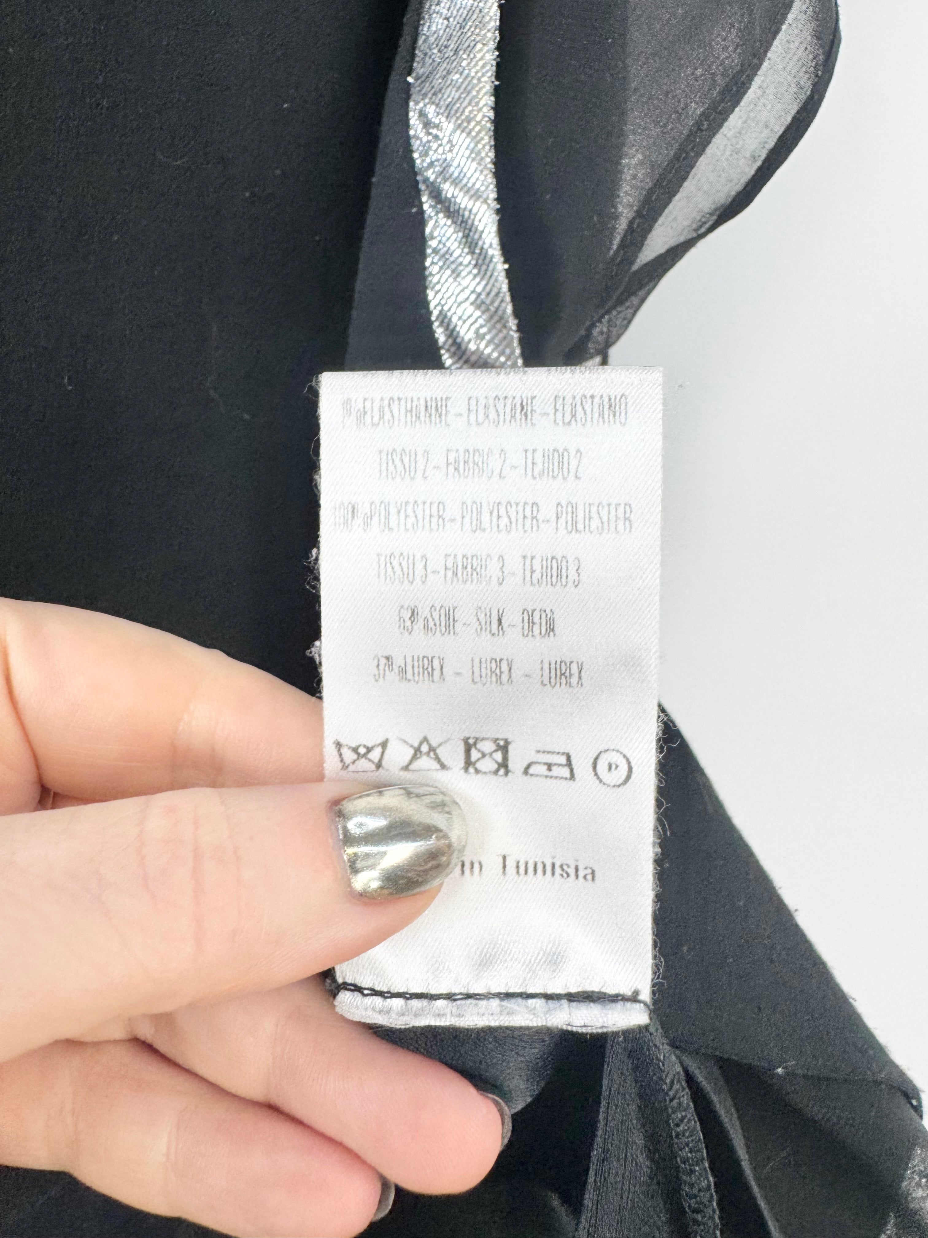 Vintage Sandro Black & Silver Lurex Blouse - AU10