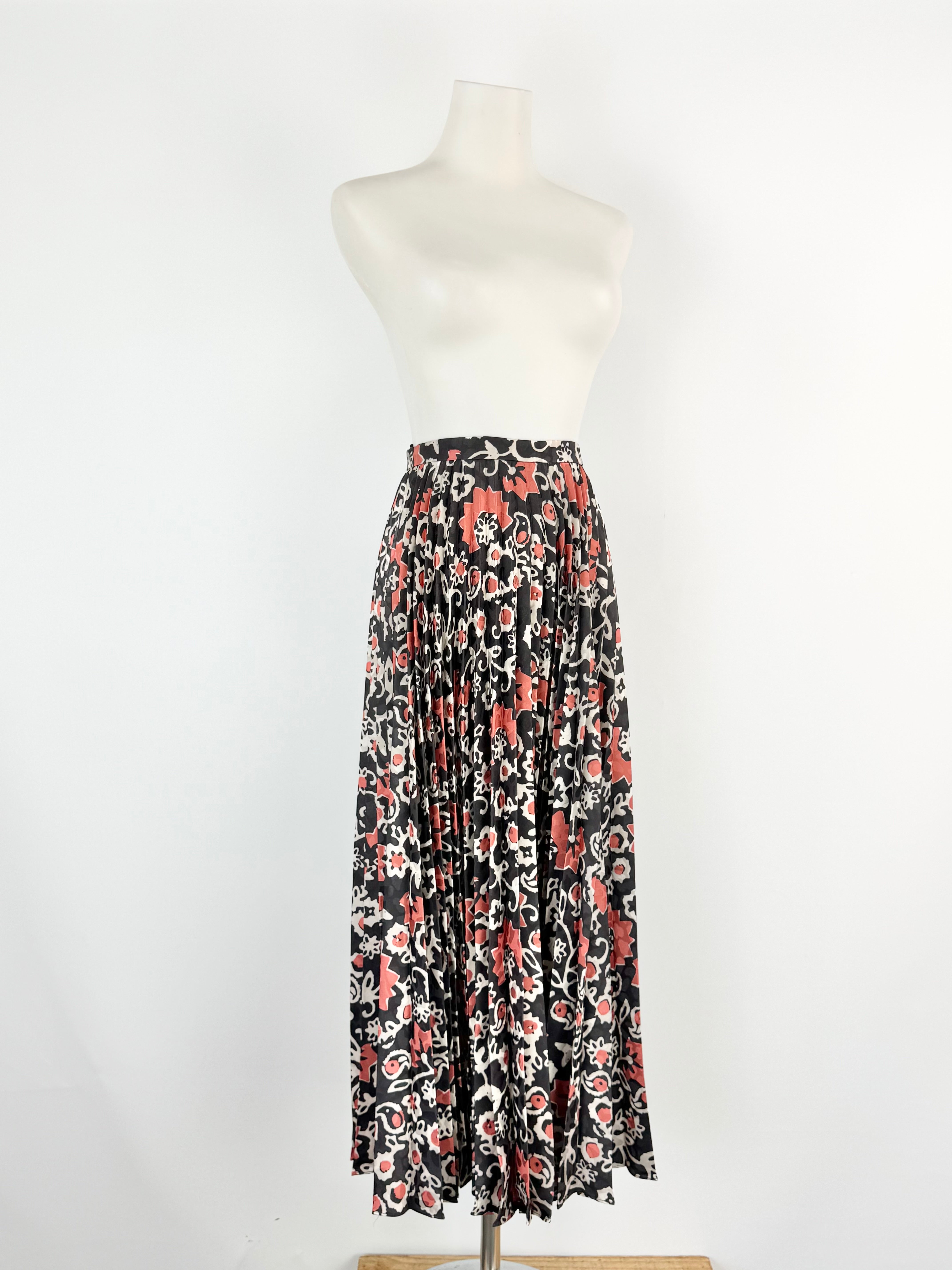 Saloni Brown 'Cobblestone' Floral Patterned Pleated Skirt - AU10