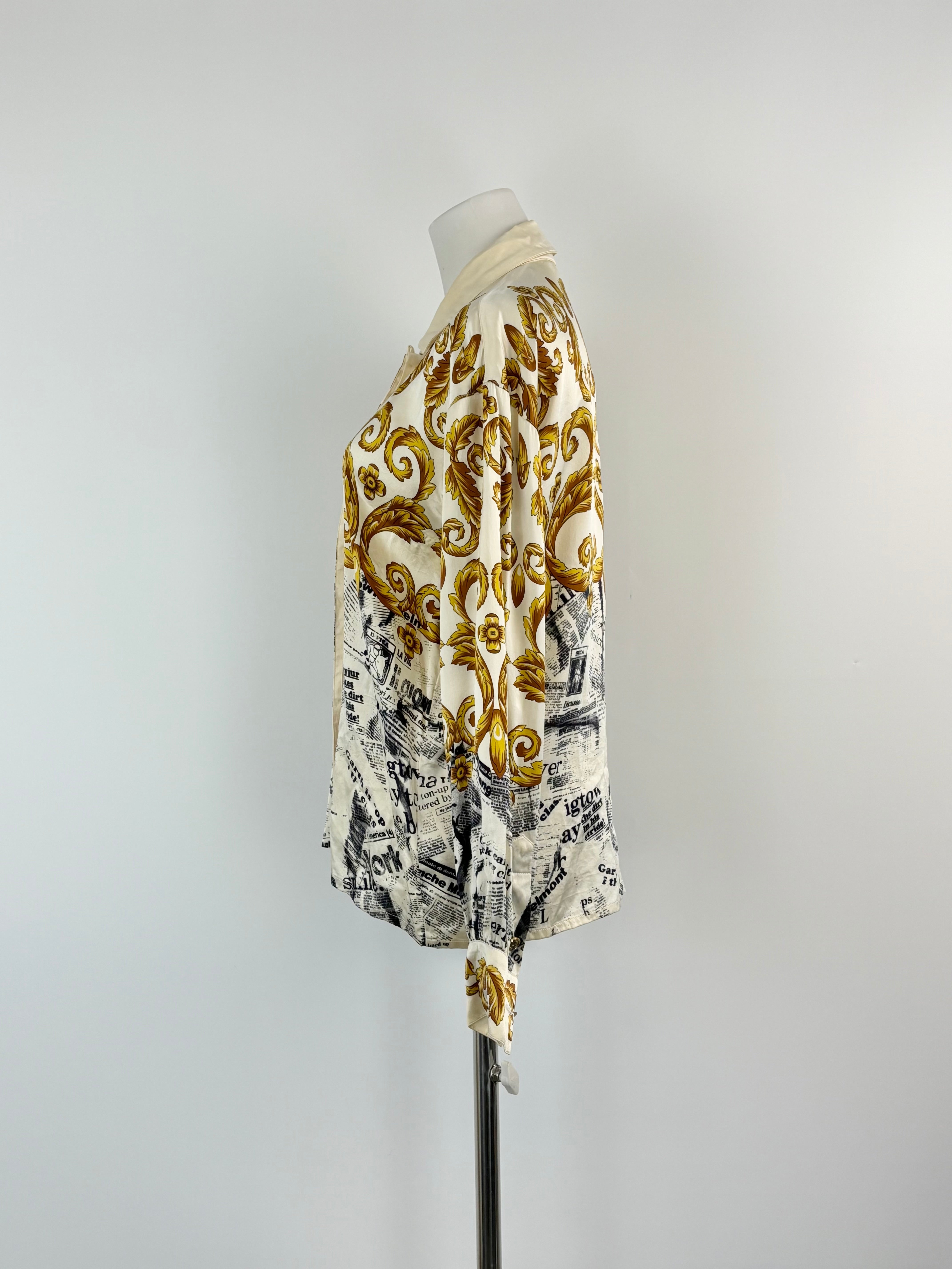 Escada by Margaretha Ley Vintage Majolica Pattern Silk Blouse - AU8