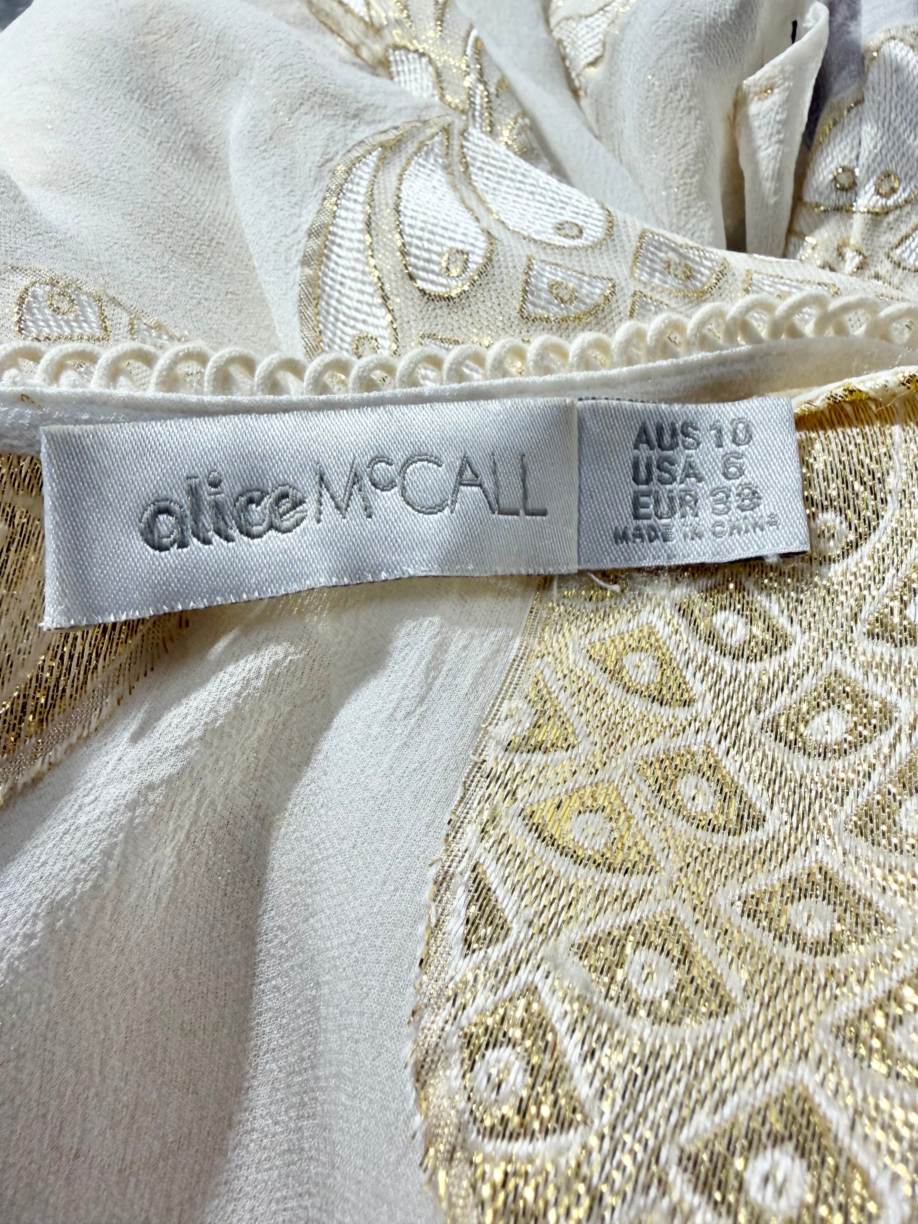 Alice McCall Gold Lurex & Silk Pineapple Patterned Mini Dress - AU10