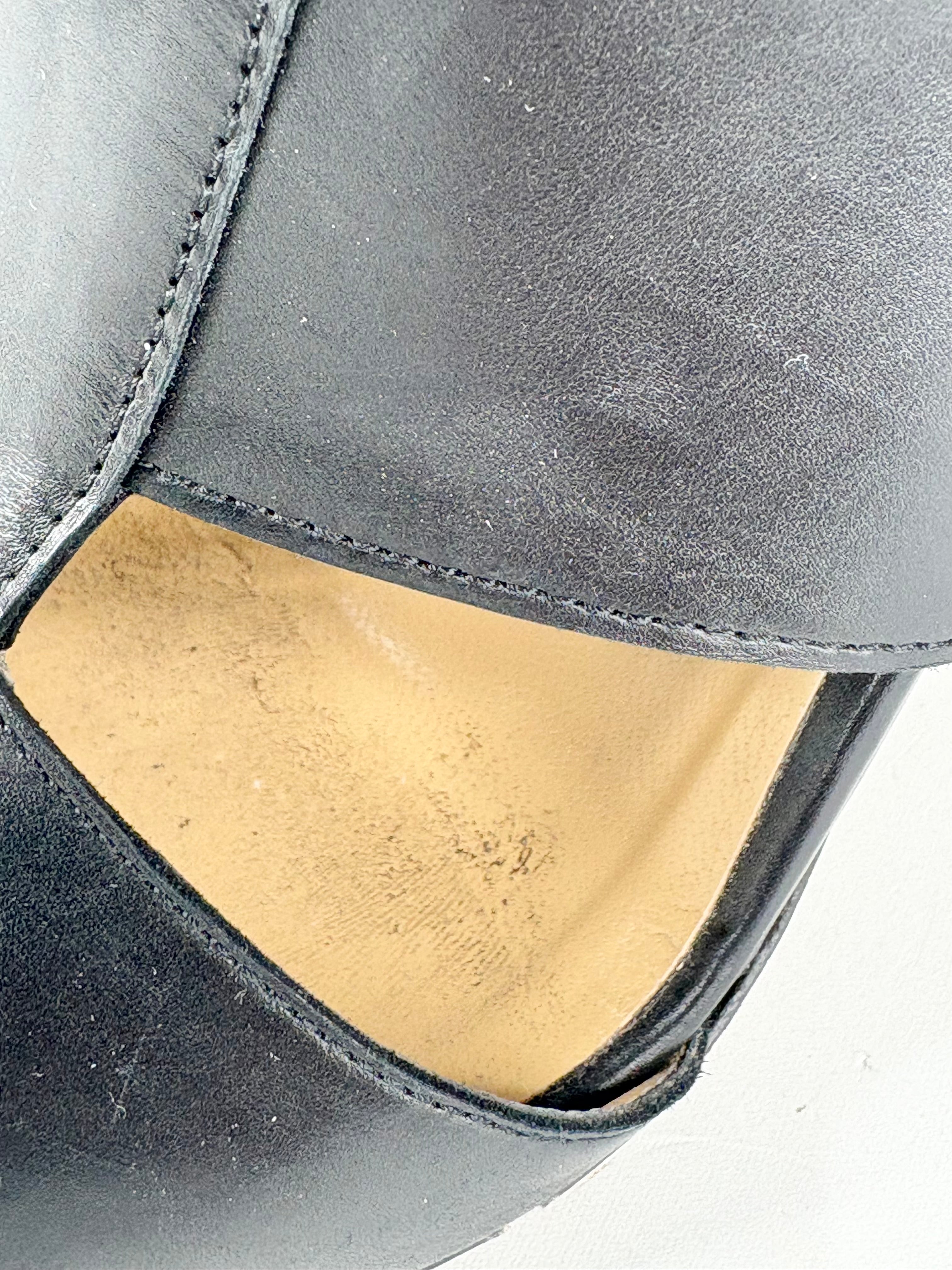 Bianca Buccheri Smooth Black Leather Open-Toe Ankle Boots - EU40