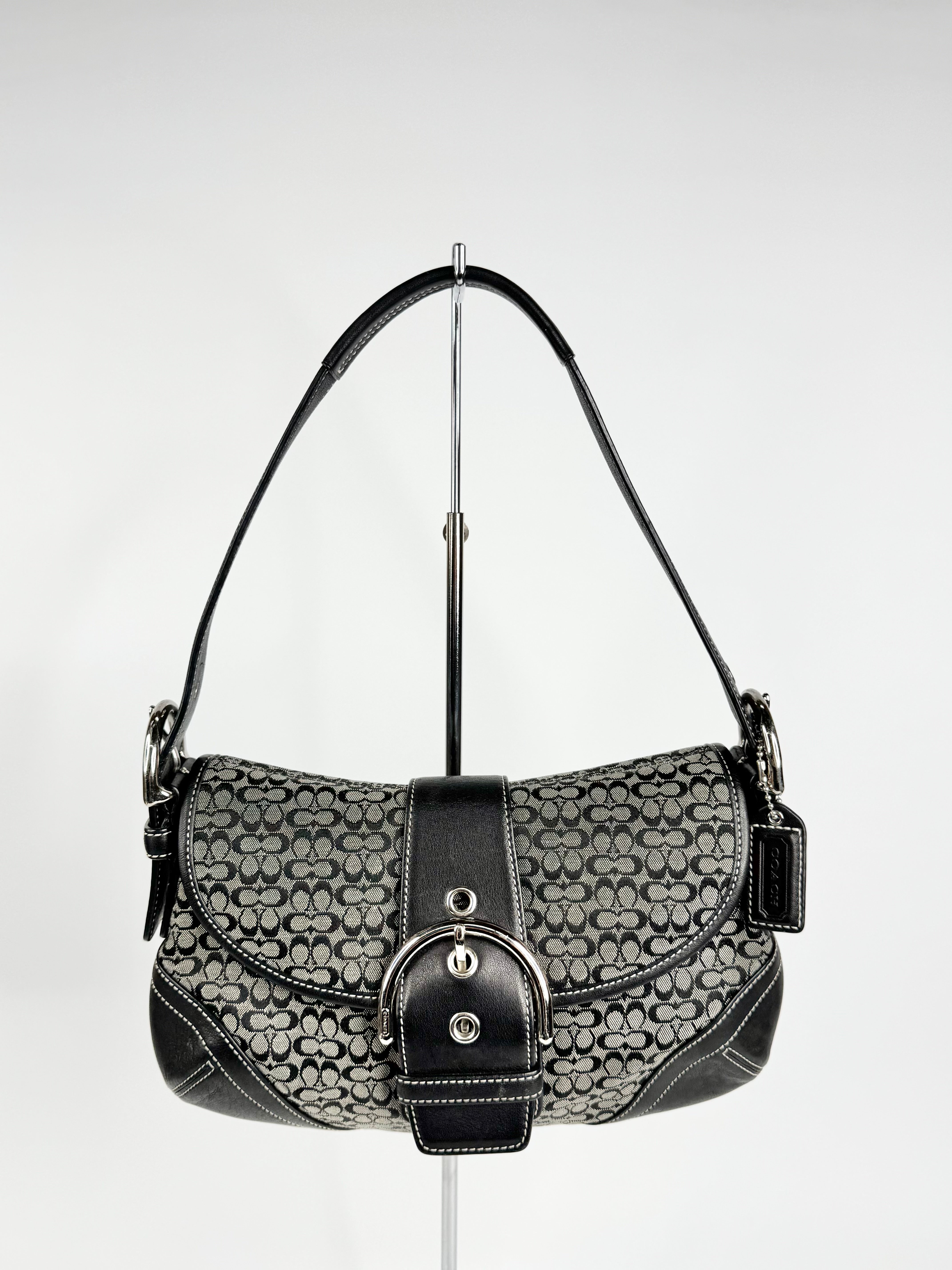 Coach Black & Grey Monogram Mini Bag