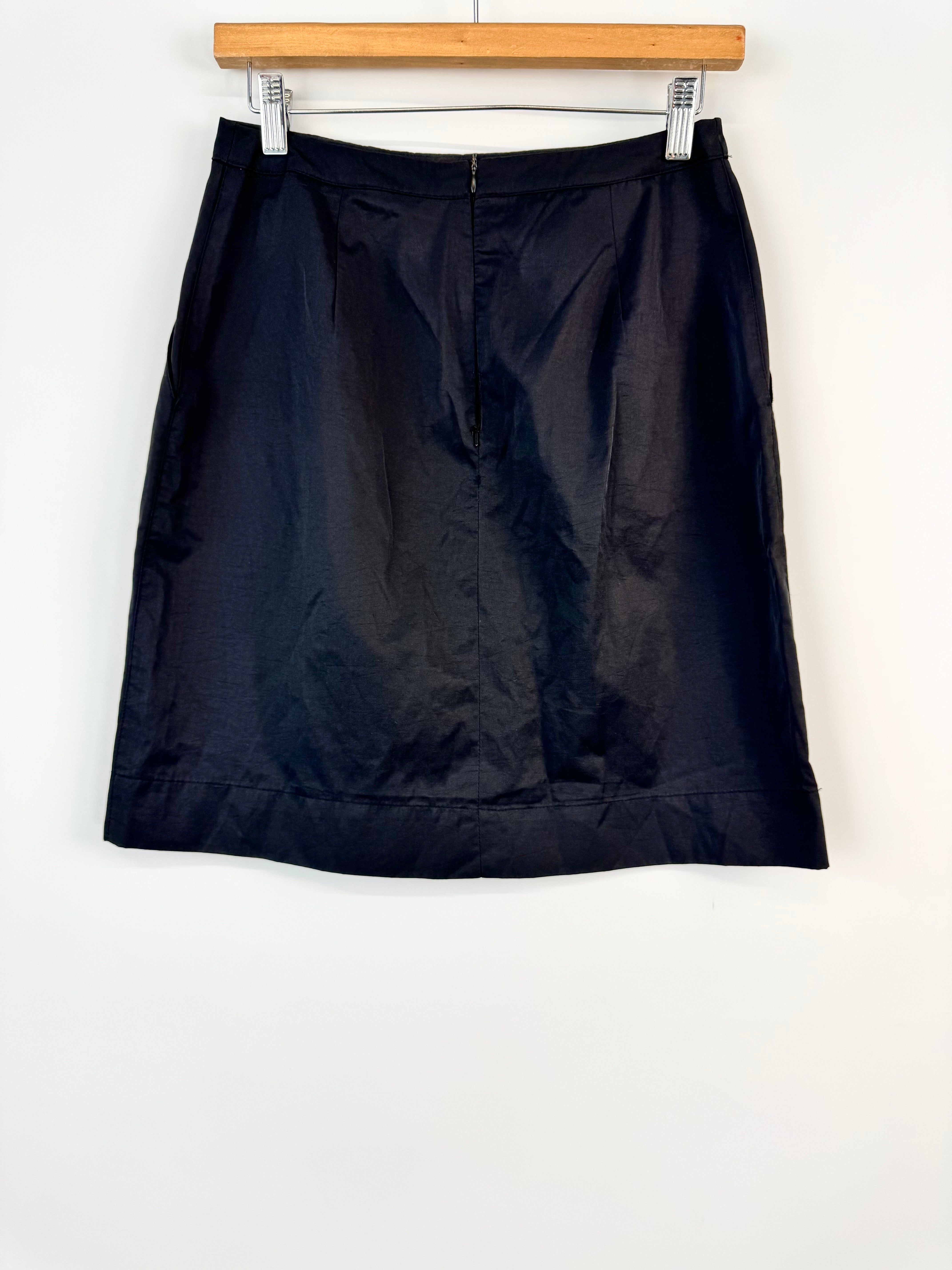 Vintage 90s Equipment Black Drawstring Skirt - AU8