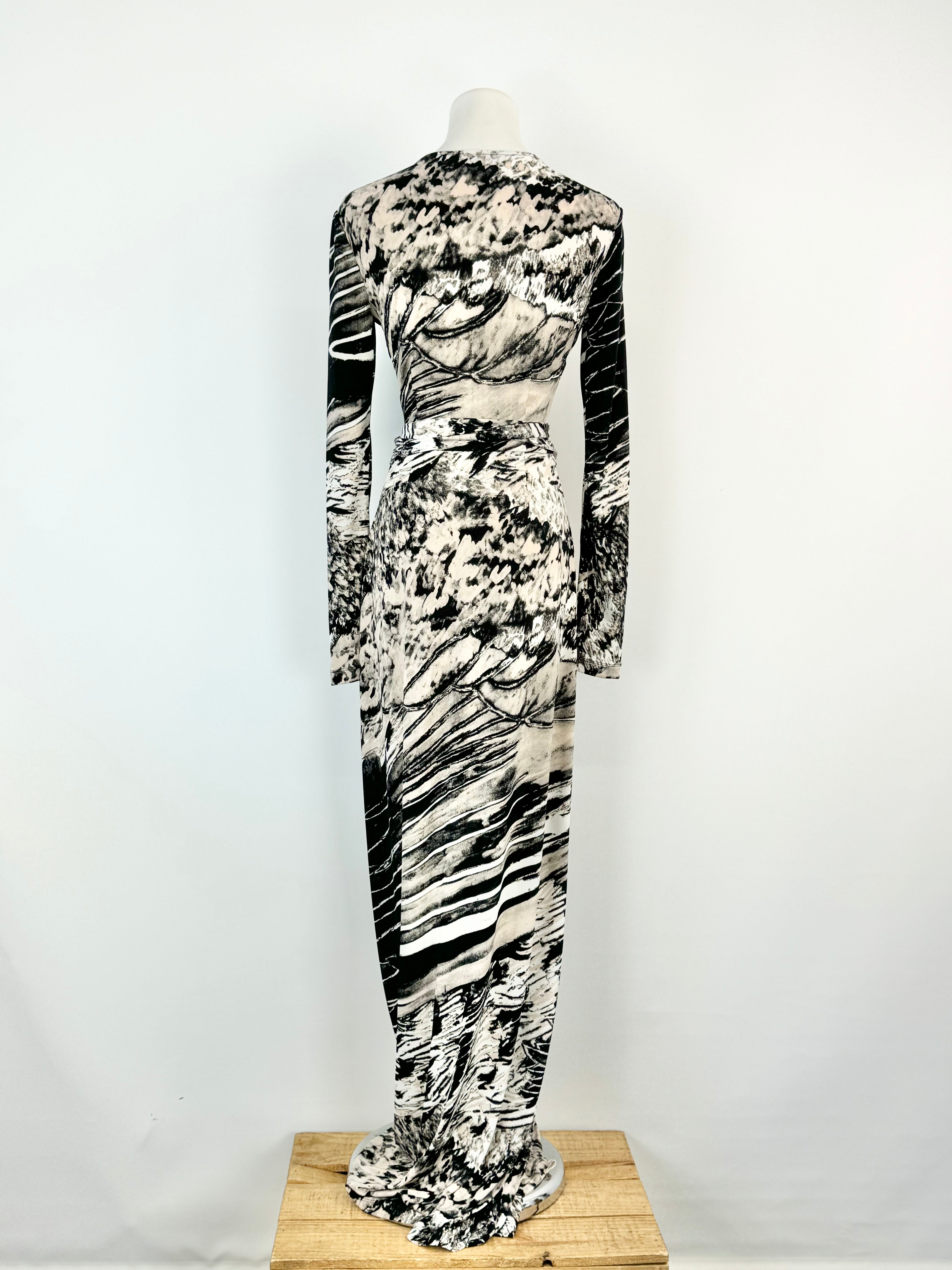 BCBGMaxazaria Peach & Black Long Sleeve Dress - AU8/10