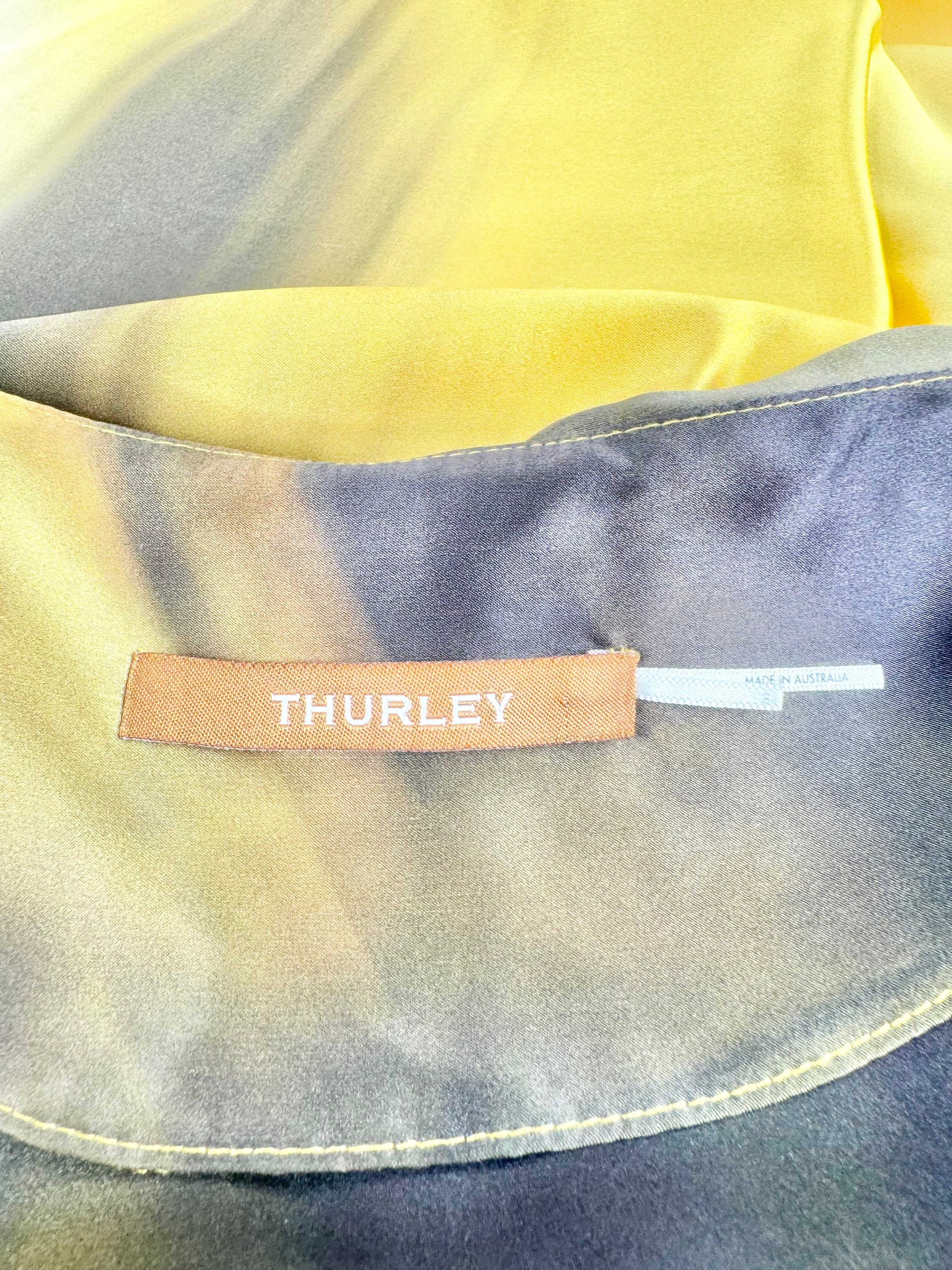 Thurley Yellow & Green Silk Sleeveless Midi Dress - AU8