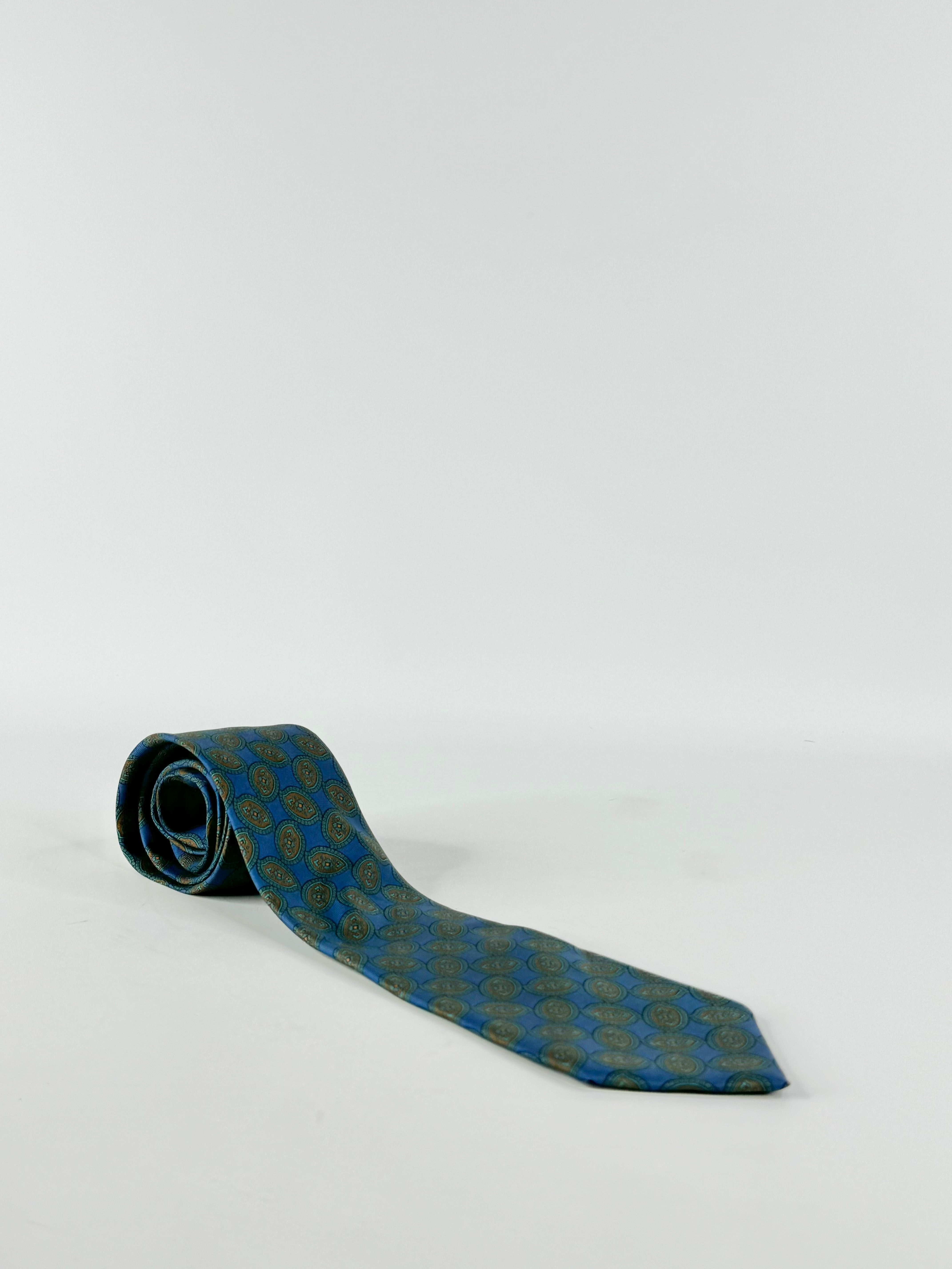 Vintage Balenciaga Blue Patterned Silk Tie