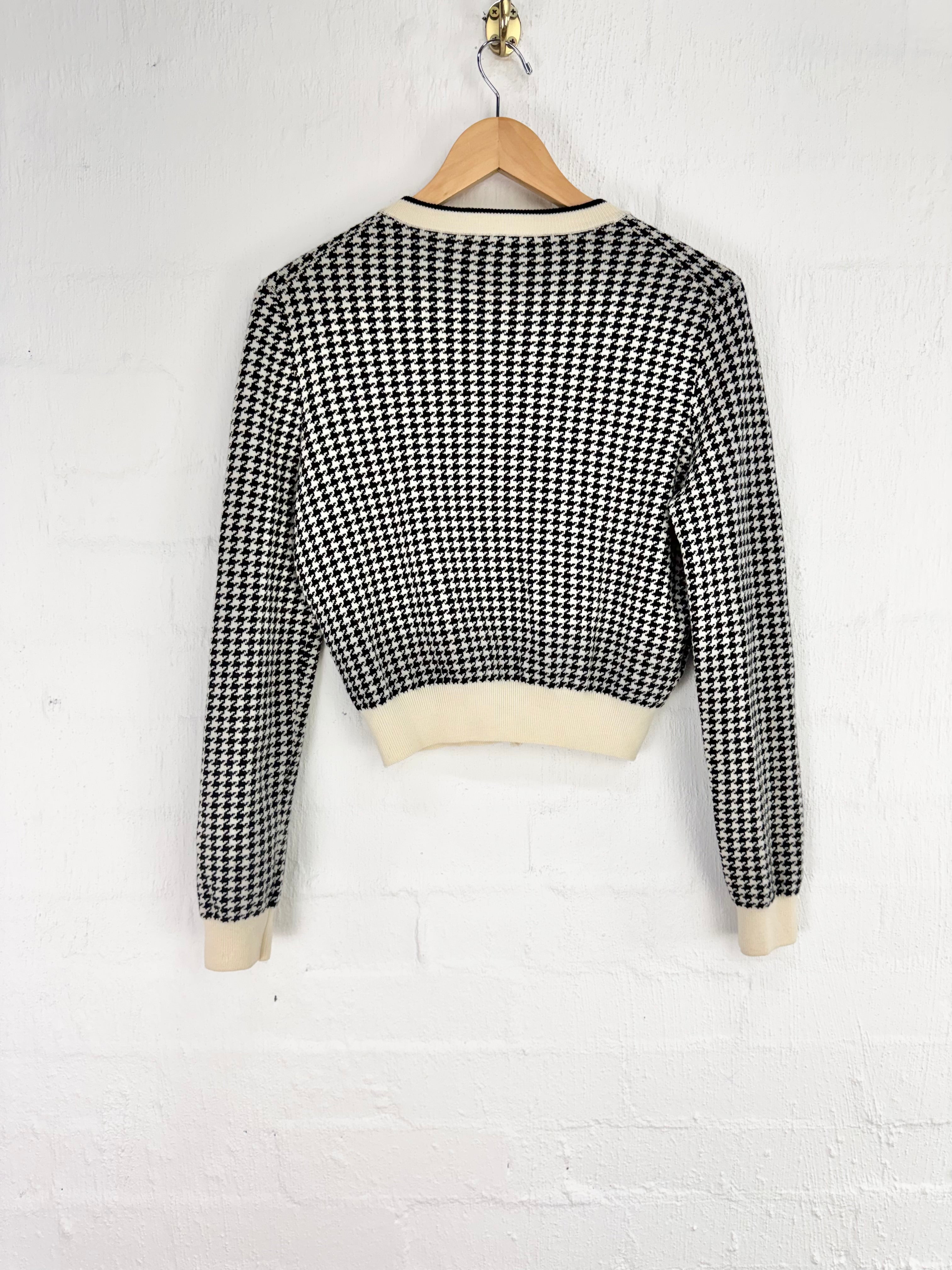 Miu Miu Black and Cream Houndstooth Cardigan - AU12