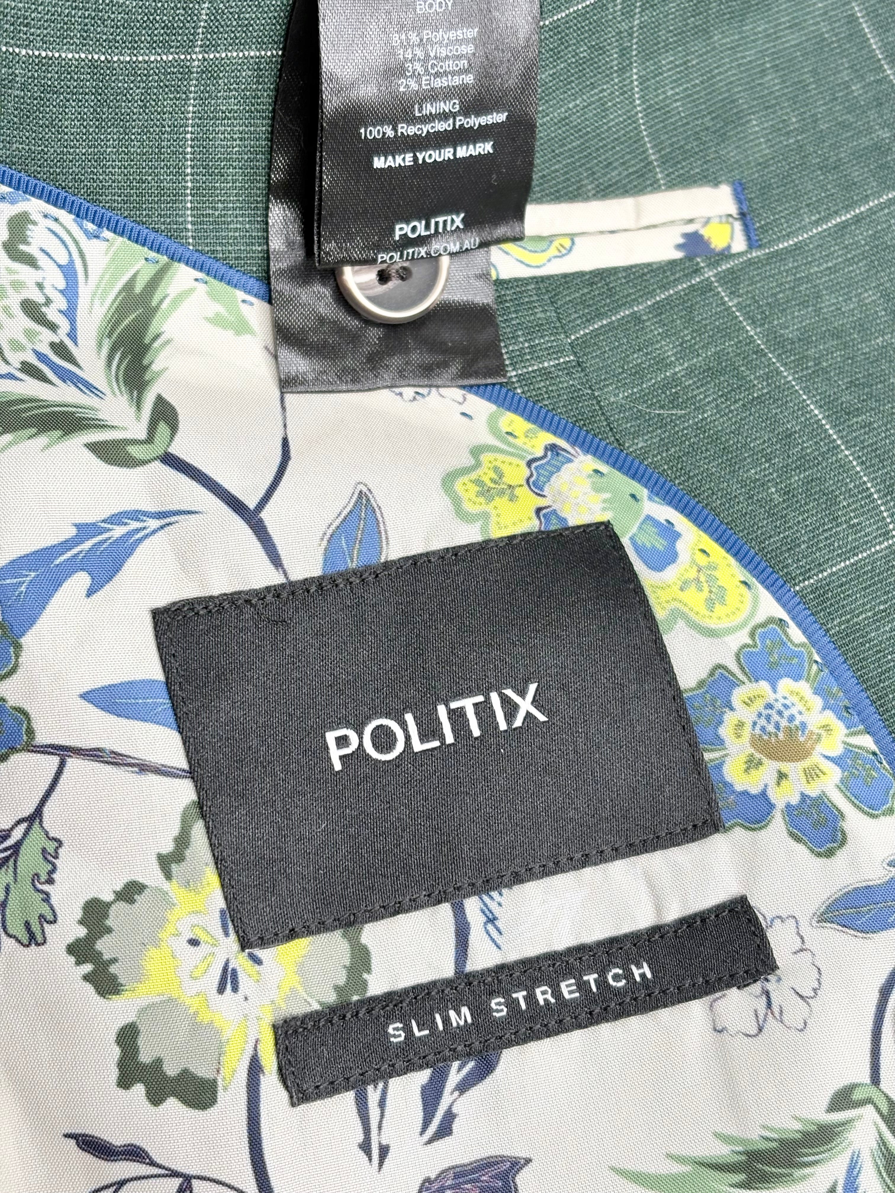 Politix Forest Green Checked 'Zachery' Slim-Stretch Jacket - S