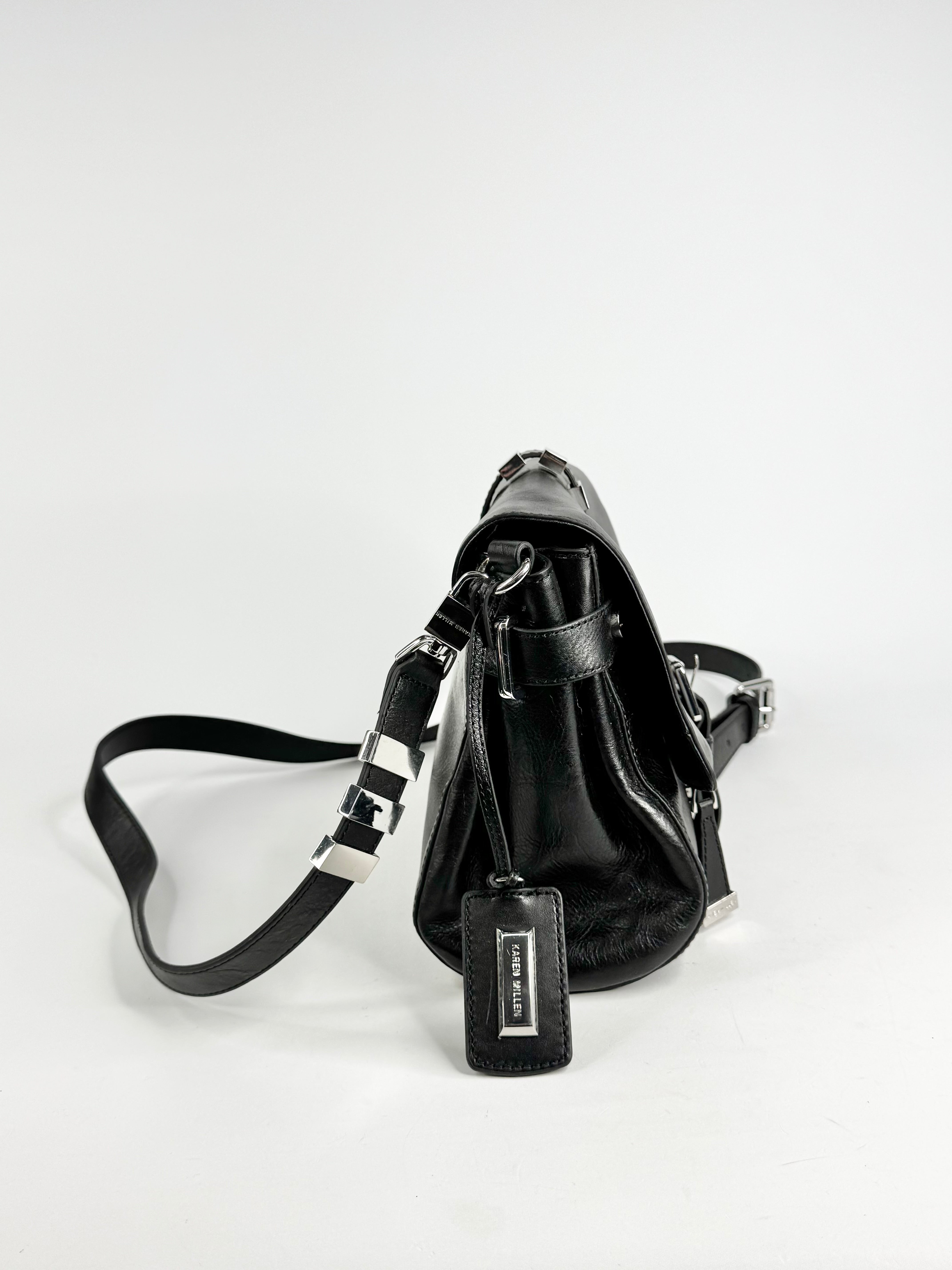 Karen Millen Black Leather Cross Body Bag NWT