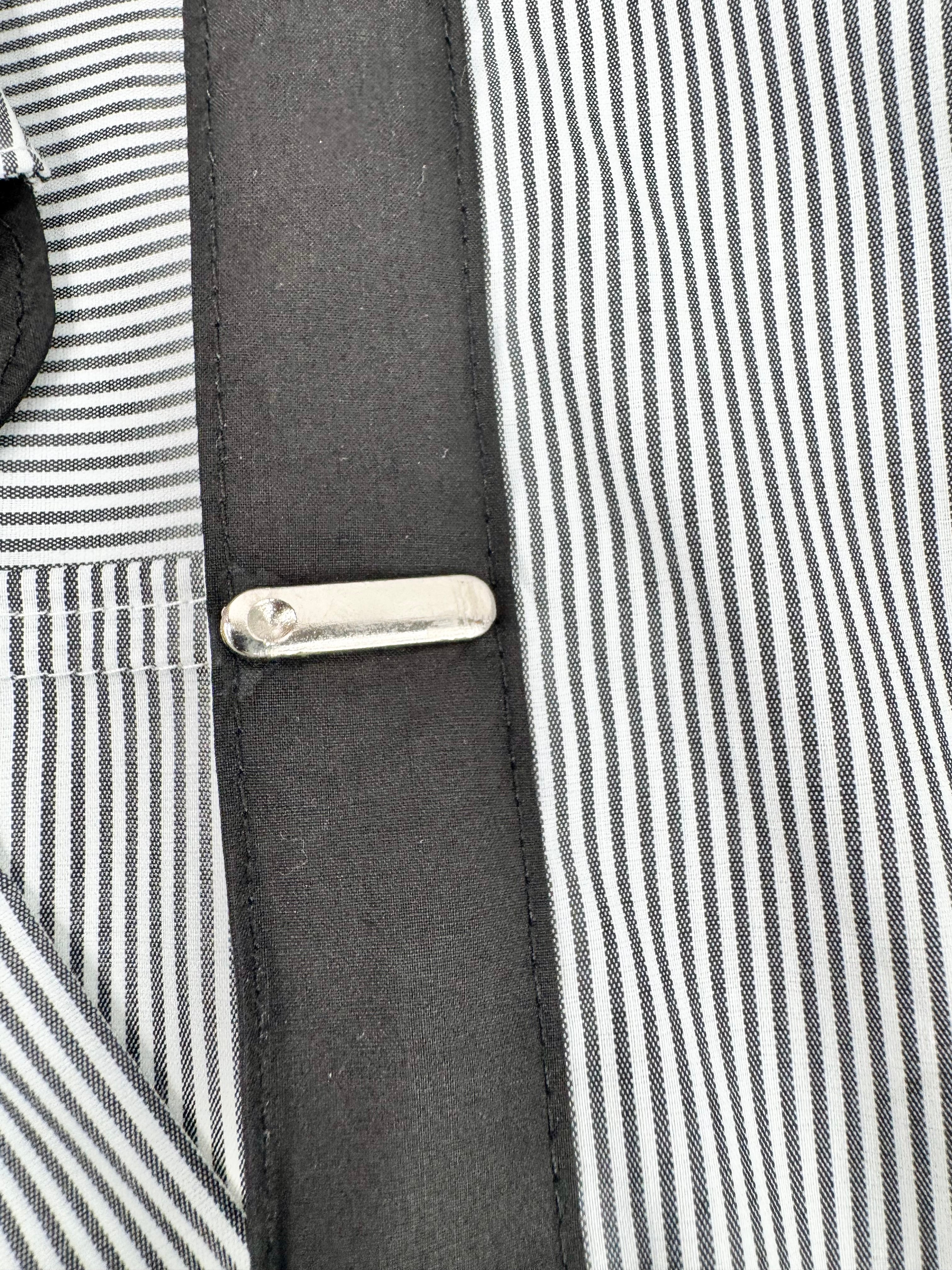 Vintage Salvatore Ferragamo Black & White Striped Shirt - XL