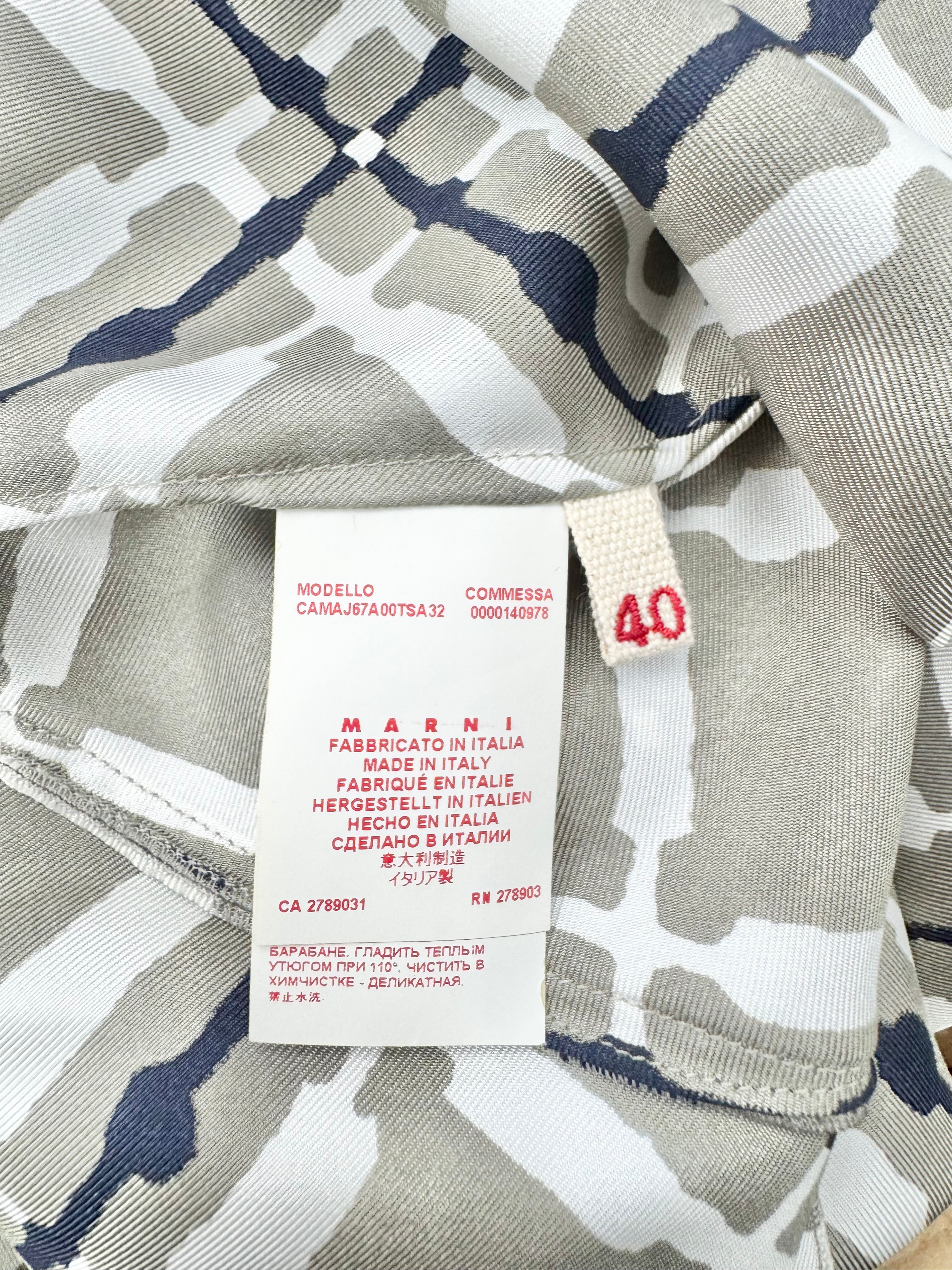 Marni Silk Patterned Long Sleeve Shirt - AU10