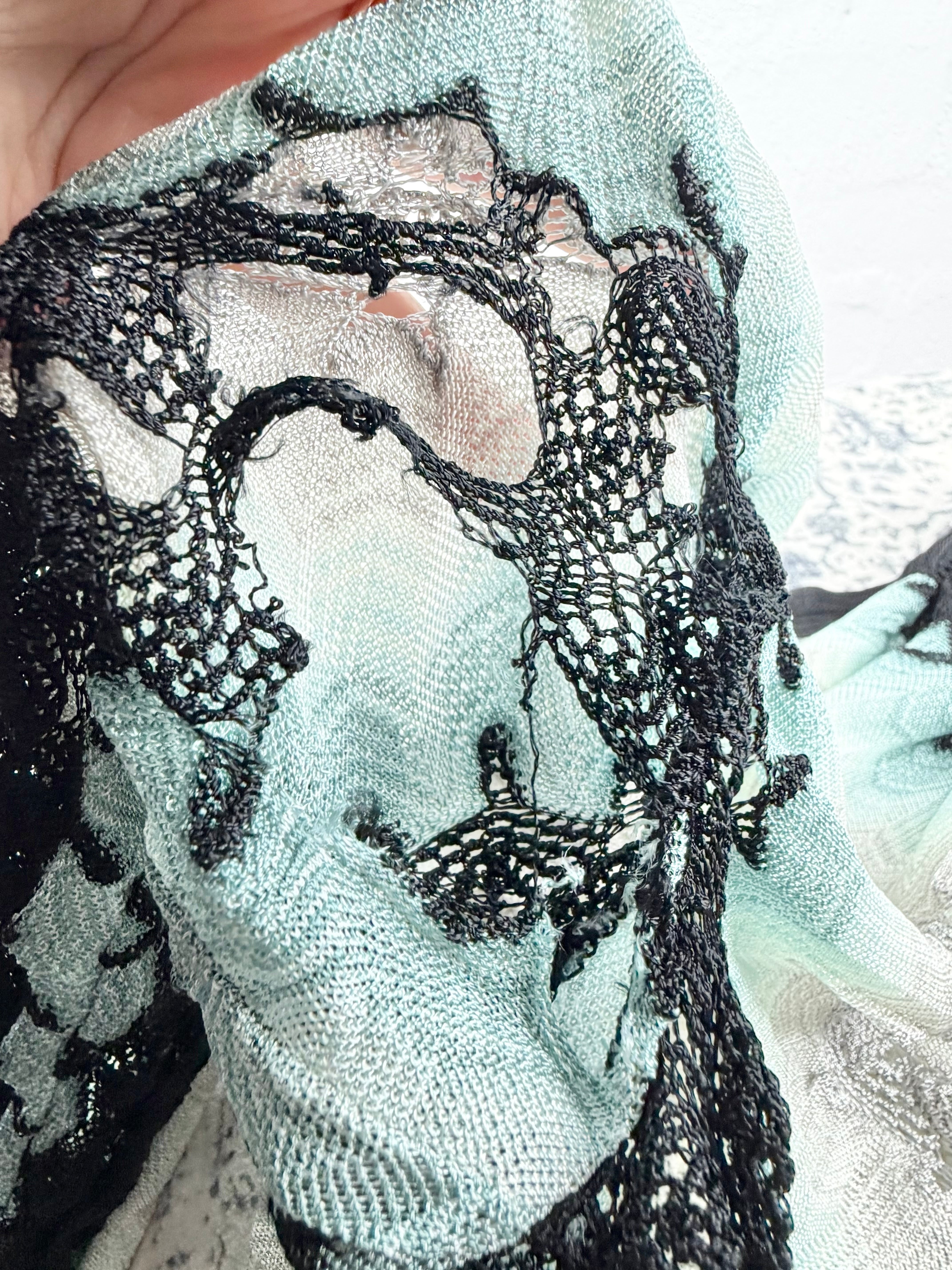 Missoni Blue Taupe Cream & Black Lungo Zig Zag Cardigan - AU12/14