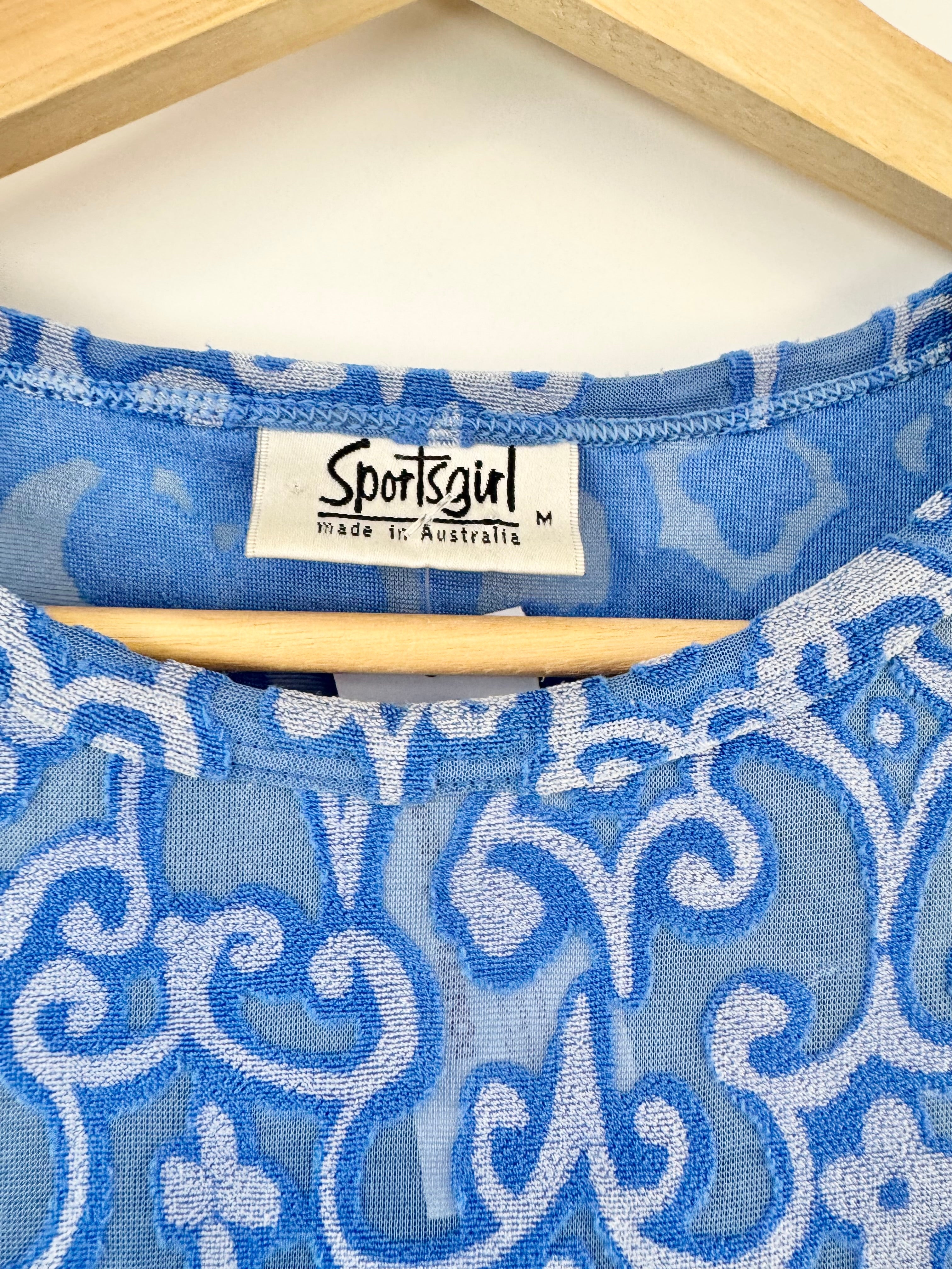 VINTAGE 90s SPORTSGIRL BLUE SLEEVELESS TOP - AU8