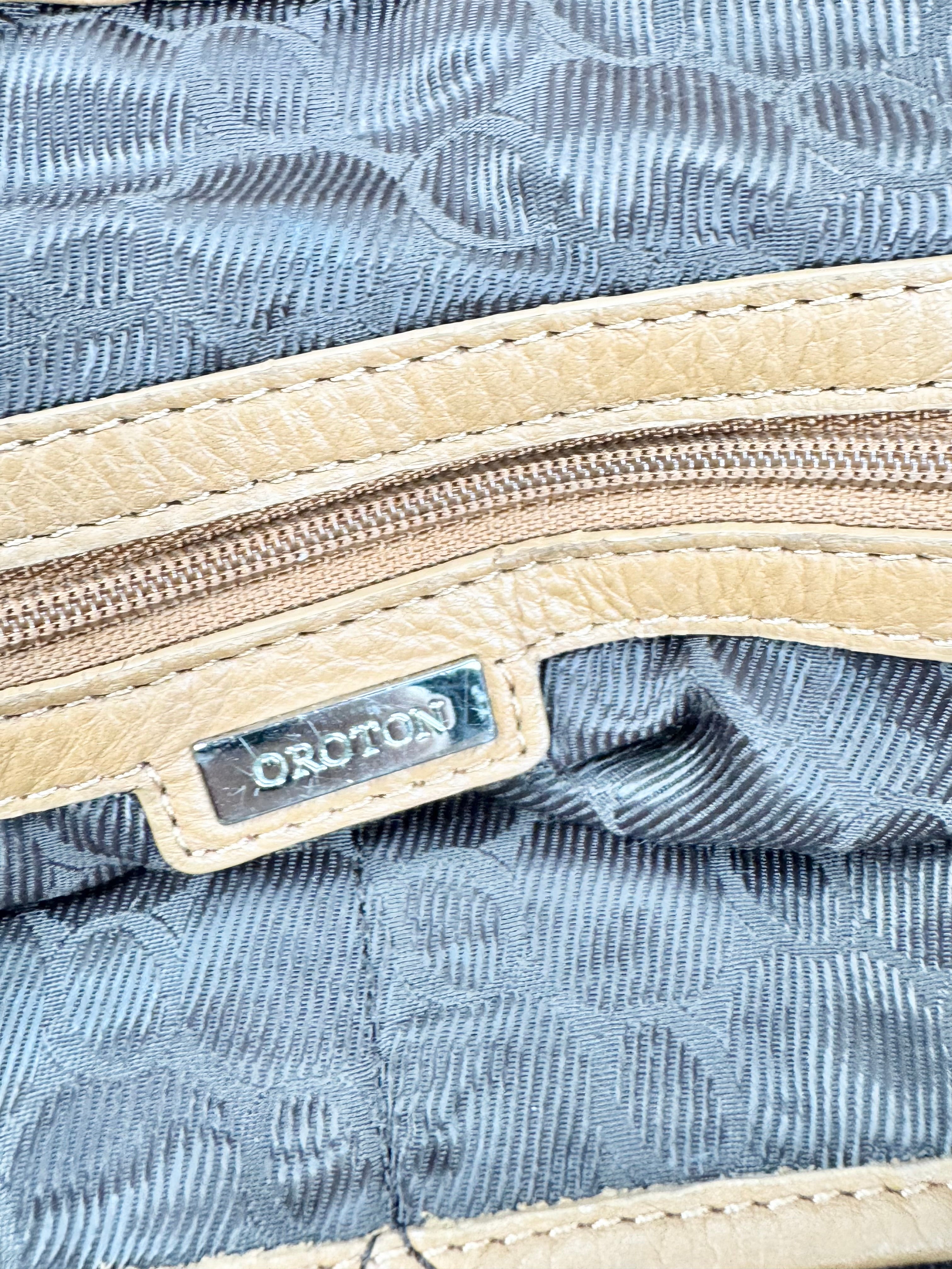 Oroton Caramel Leather Shoulder Bag