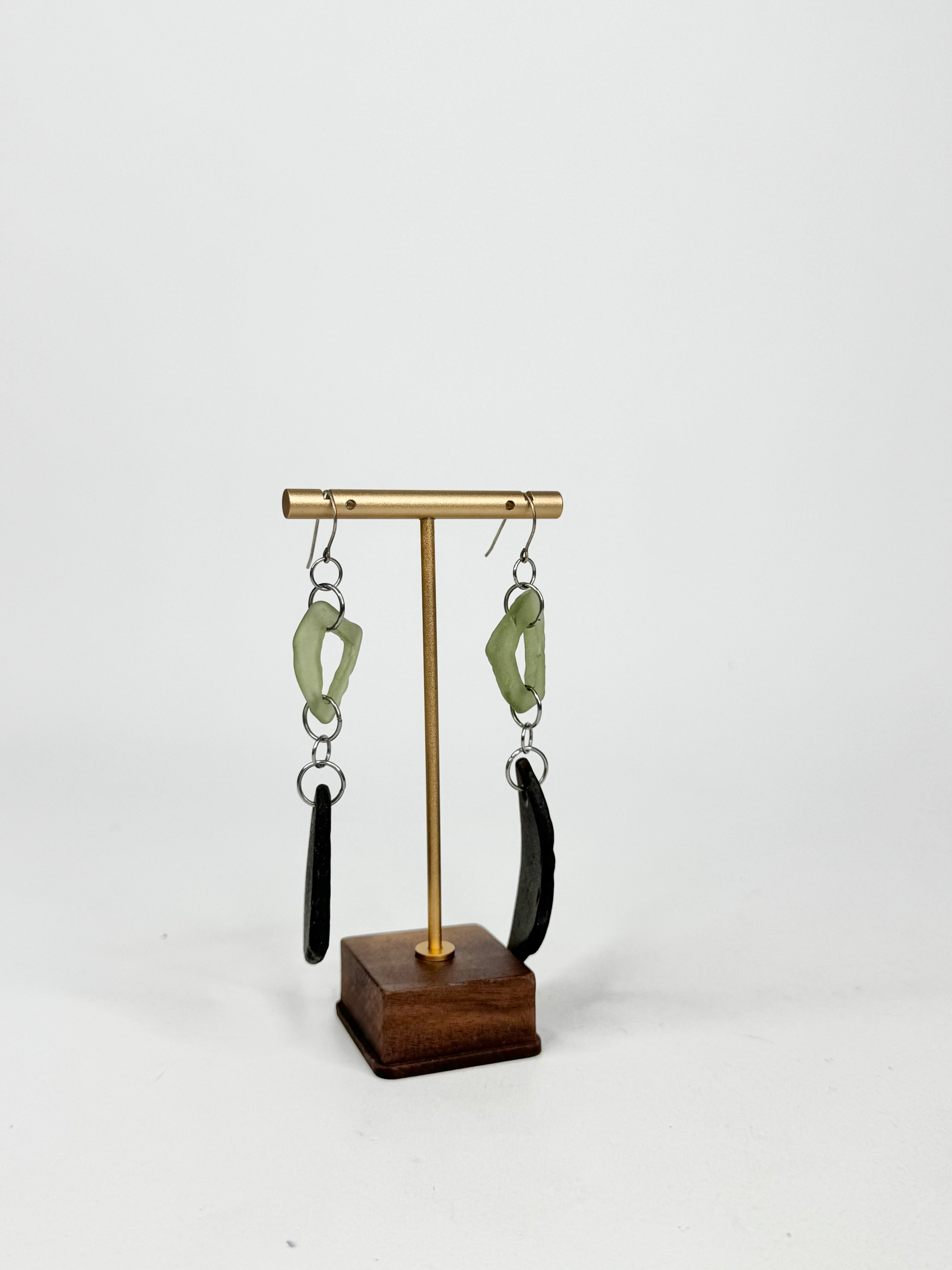 MFW Green Sea Glass Earrings