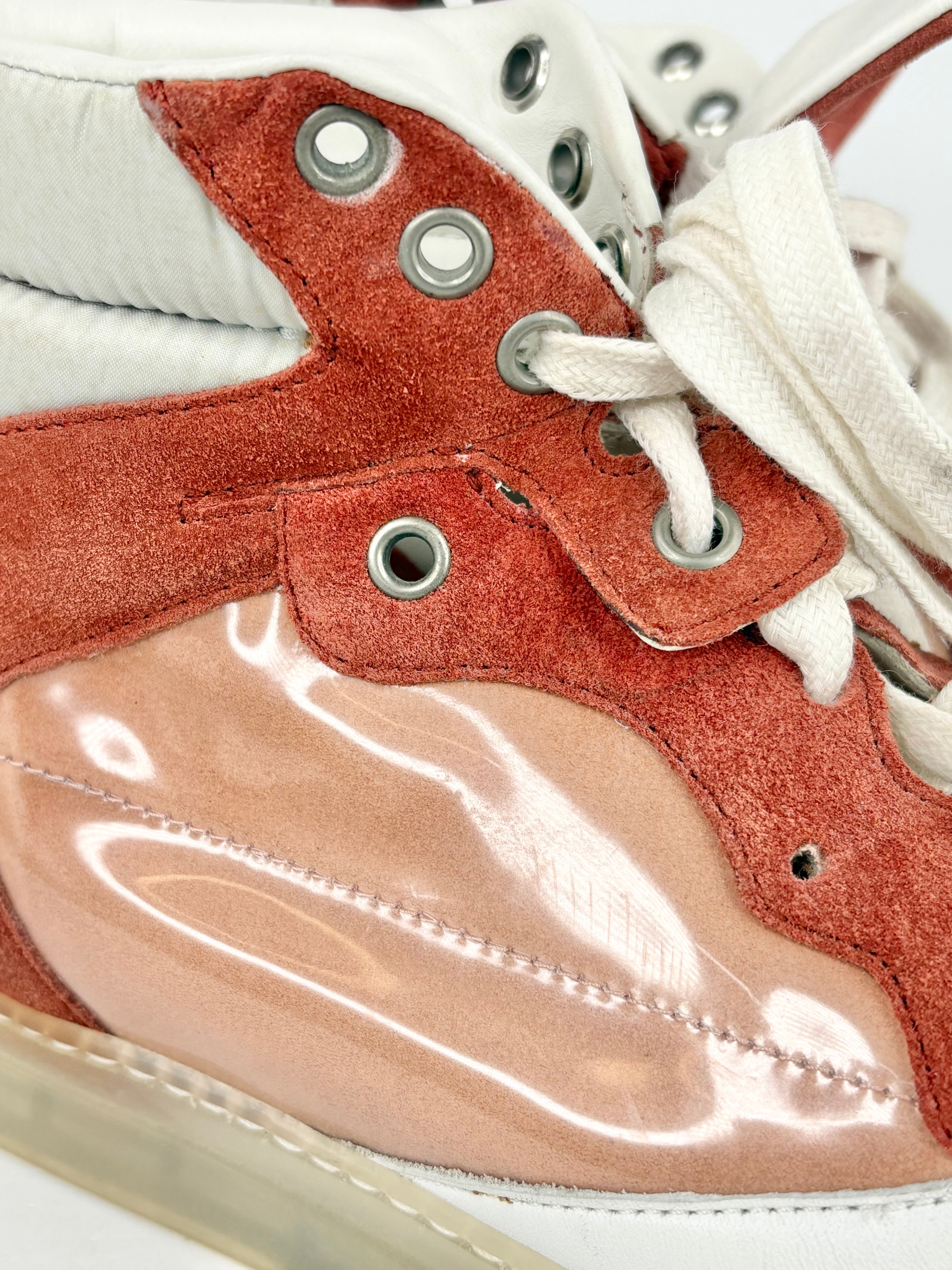 Balenciaga Peach & Burnt Orange Suede Contrast High-Top Sneakers - EU38