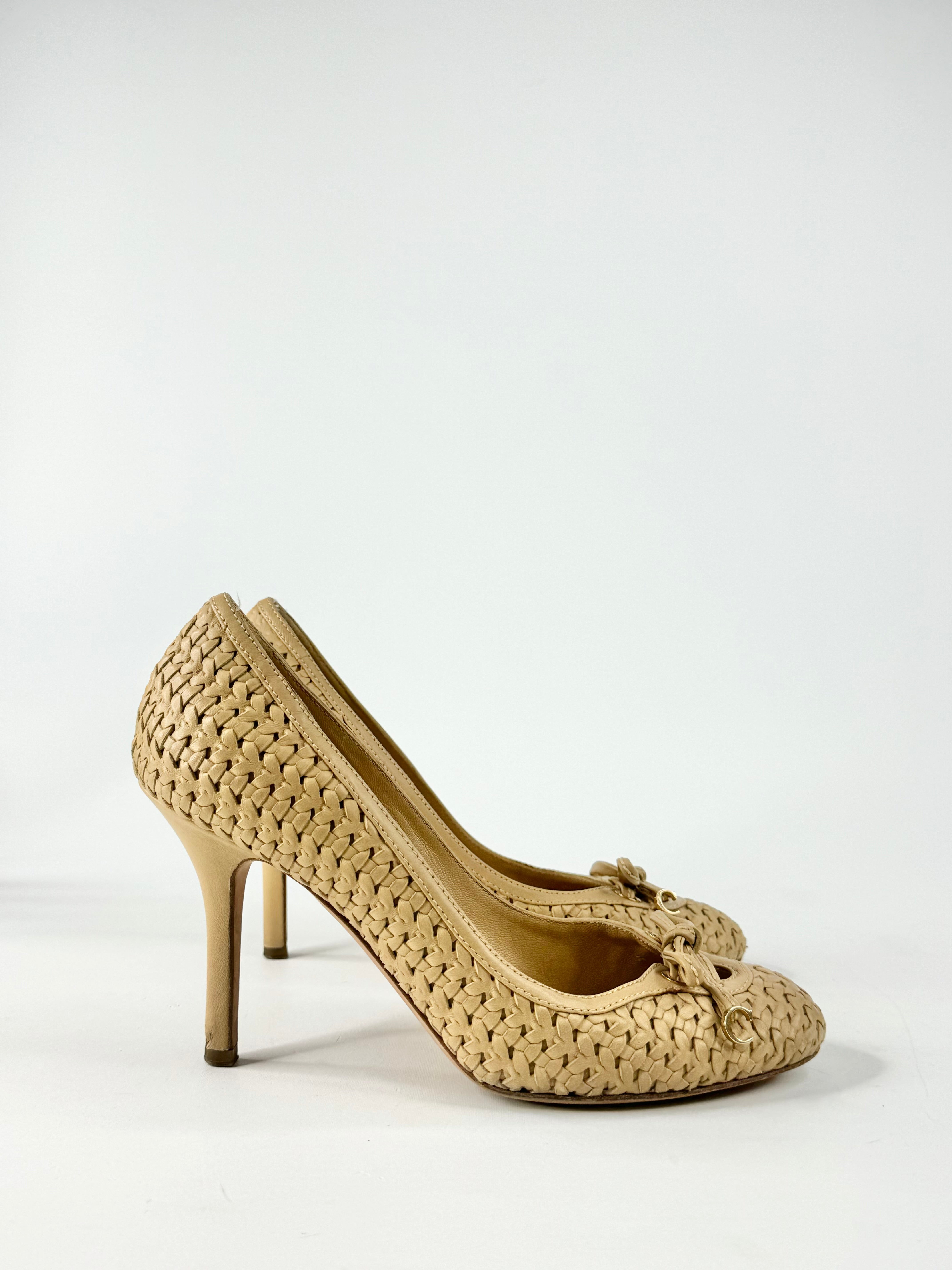 Christian Dior Wheaten Woven Stilettos - EU37.5