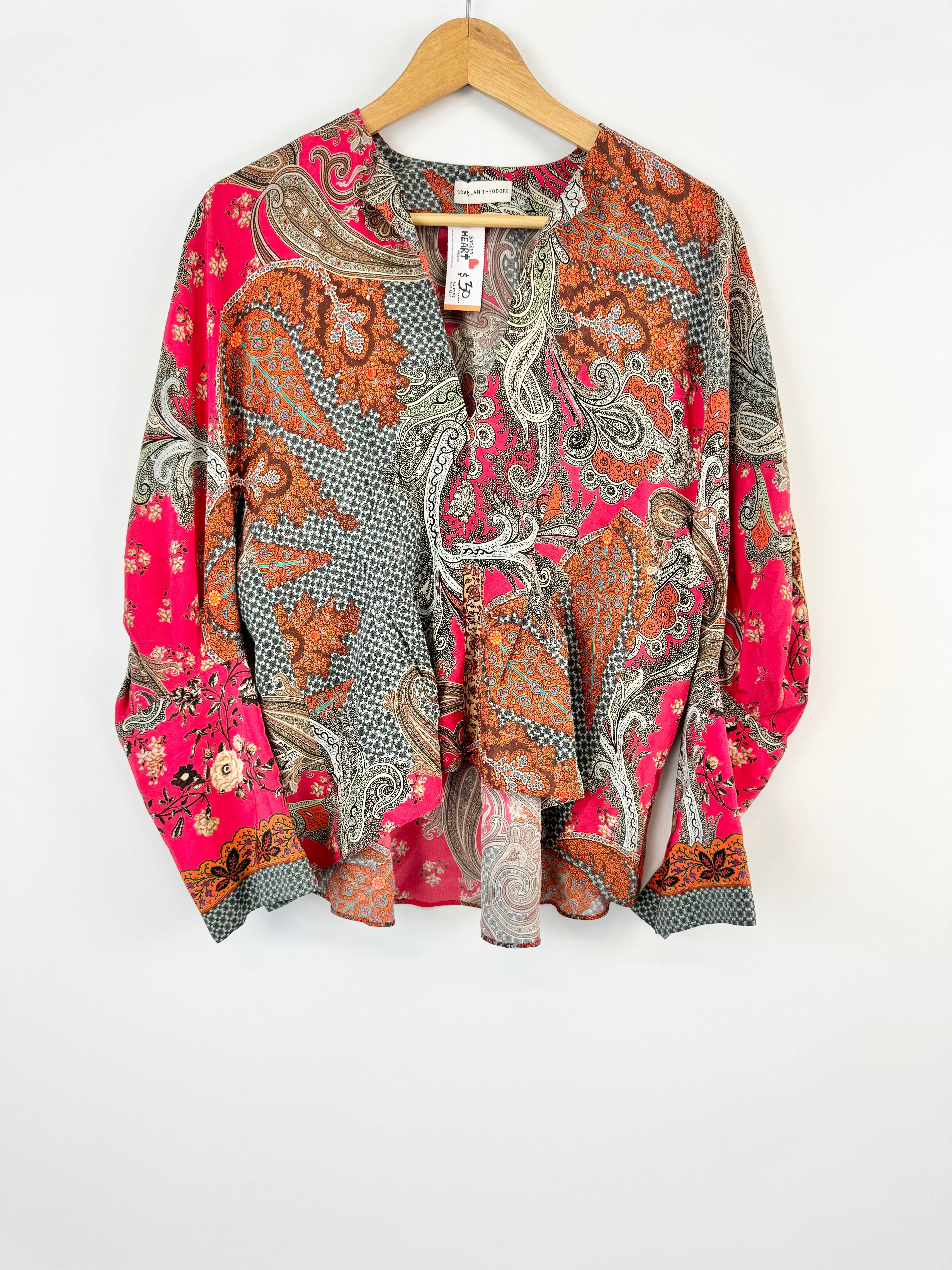 SCANLAN THEODORE MULTI COLOR PAISLEY PATTERN SILK TOP - AU8